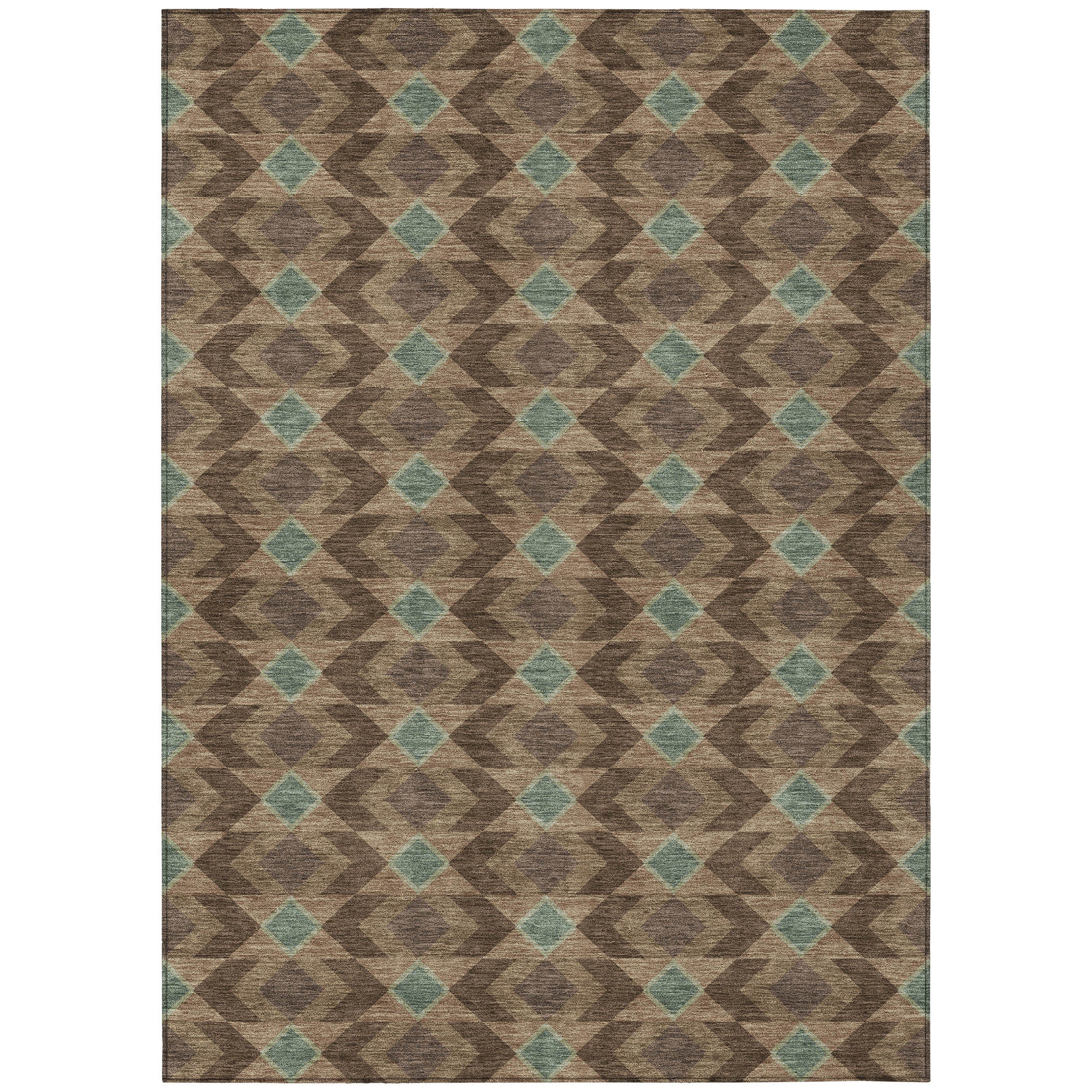 3' X 5' Chocolate And Navy Blue Geometric Washable Indoor Outdoor Area Rug - Sports & Outdoor