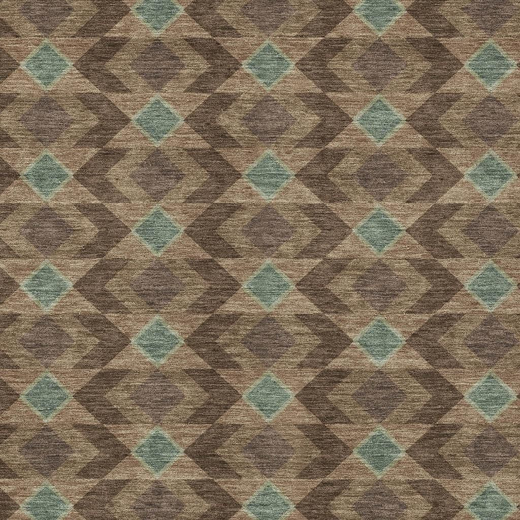 3' X 5' Chocolate And Navy Blue Geometric Washable Indoor Outdoor Area Rug - Sports & Outdoor