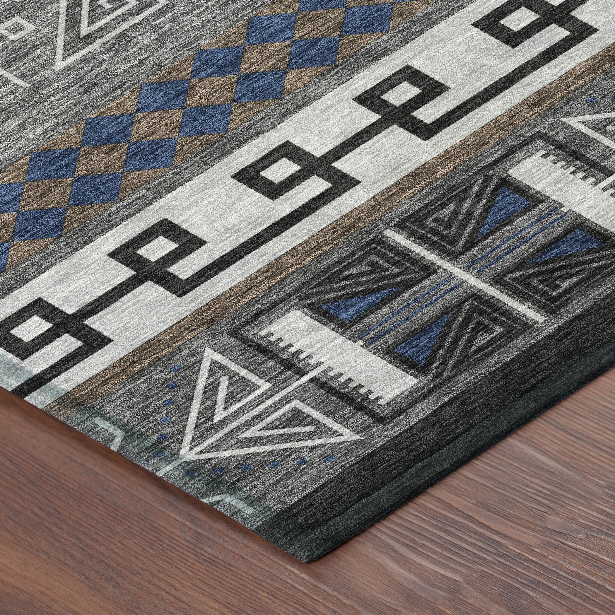 3' X 5' Black And Copper Tribal Washable Indoor Outdoor Area Rug - Sports & Outdoor