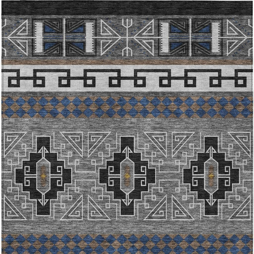 3' X 5' Black And Copper Tribal Washable Indoor Outdoor Area Rug - Sports & Outdoor
