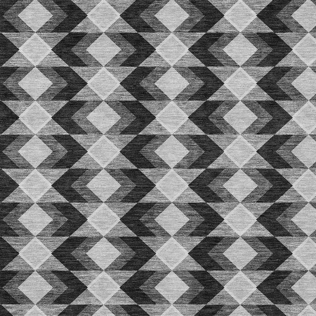 3' X 5' Black And Brown Geometric Washable Indoor Outdoor Area Rug - Sports & Outdoor