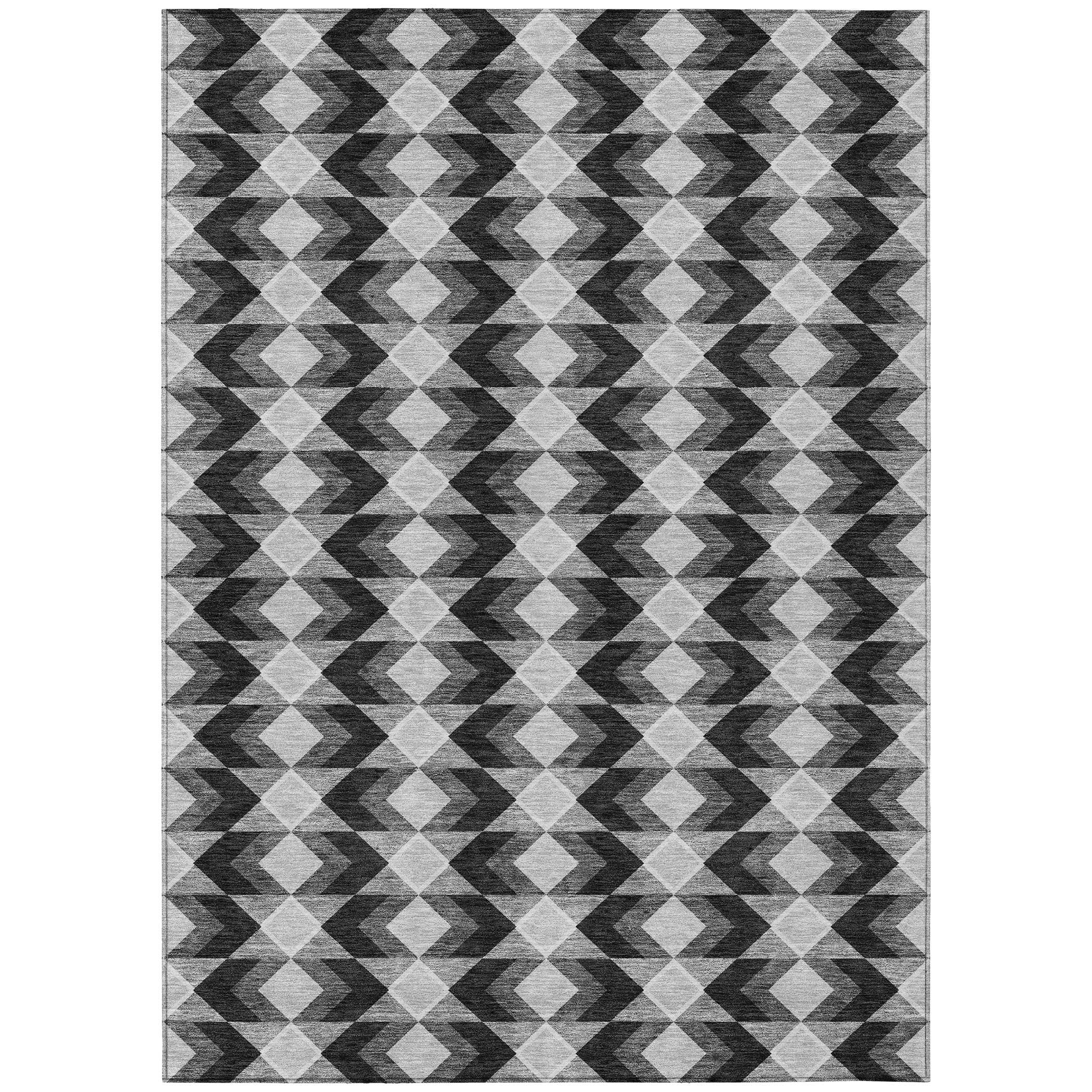 3' X 5' Black And Brown Geometric Washable Indoor Outdoor Area Rug - Sports & Outdoor