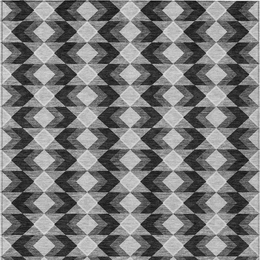 3' X 5' Black And Brown Geometric Washable Indoor Outdoor Area Rug - Sports & Outdoor