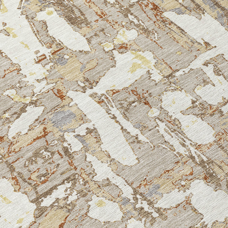 Beige and gray abstract area rug surface texture with washed streak details