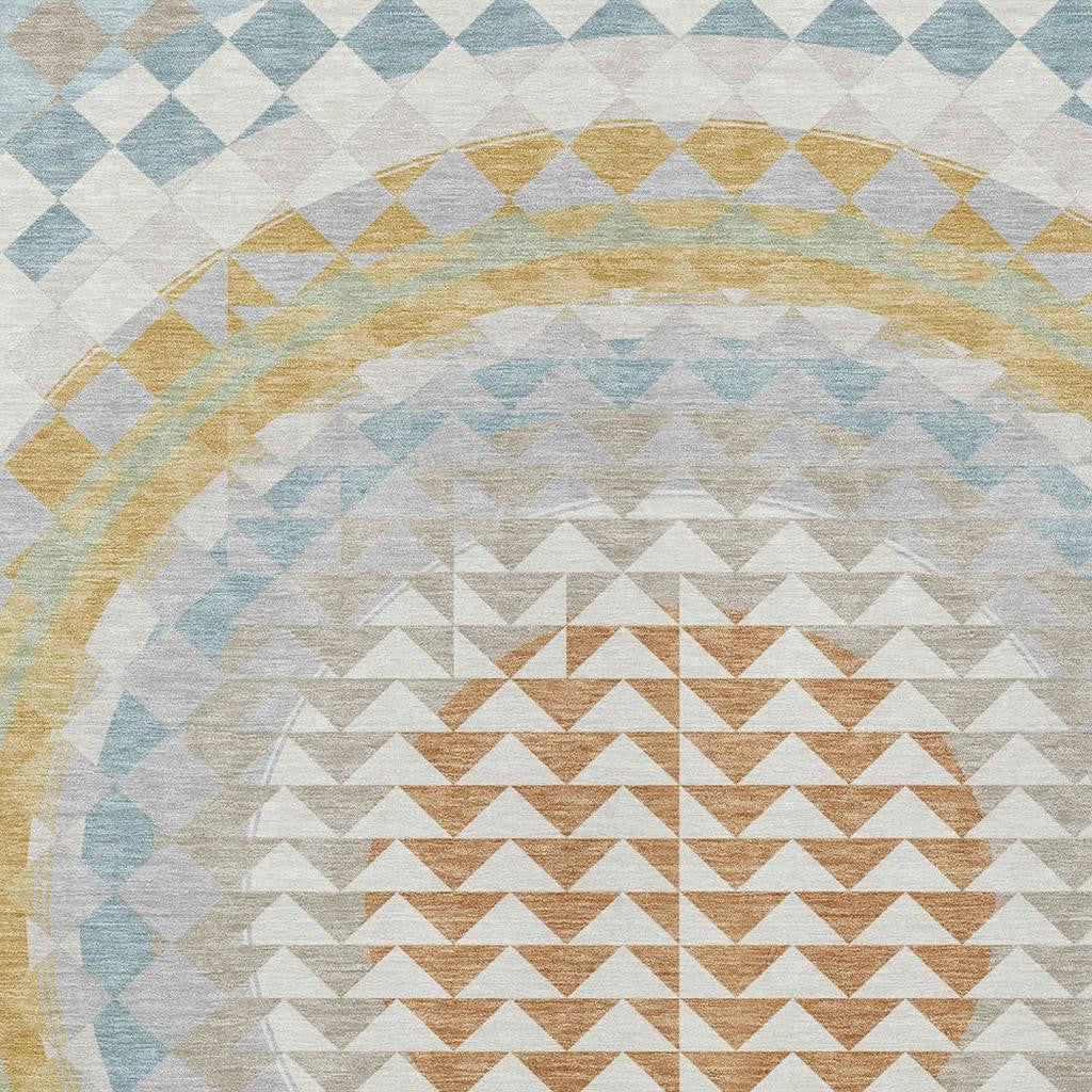 10' X 14' Ivory And Plum Geometric Washable Indoor Outdoor Area Rug - Sports & Outdoor
