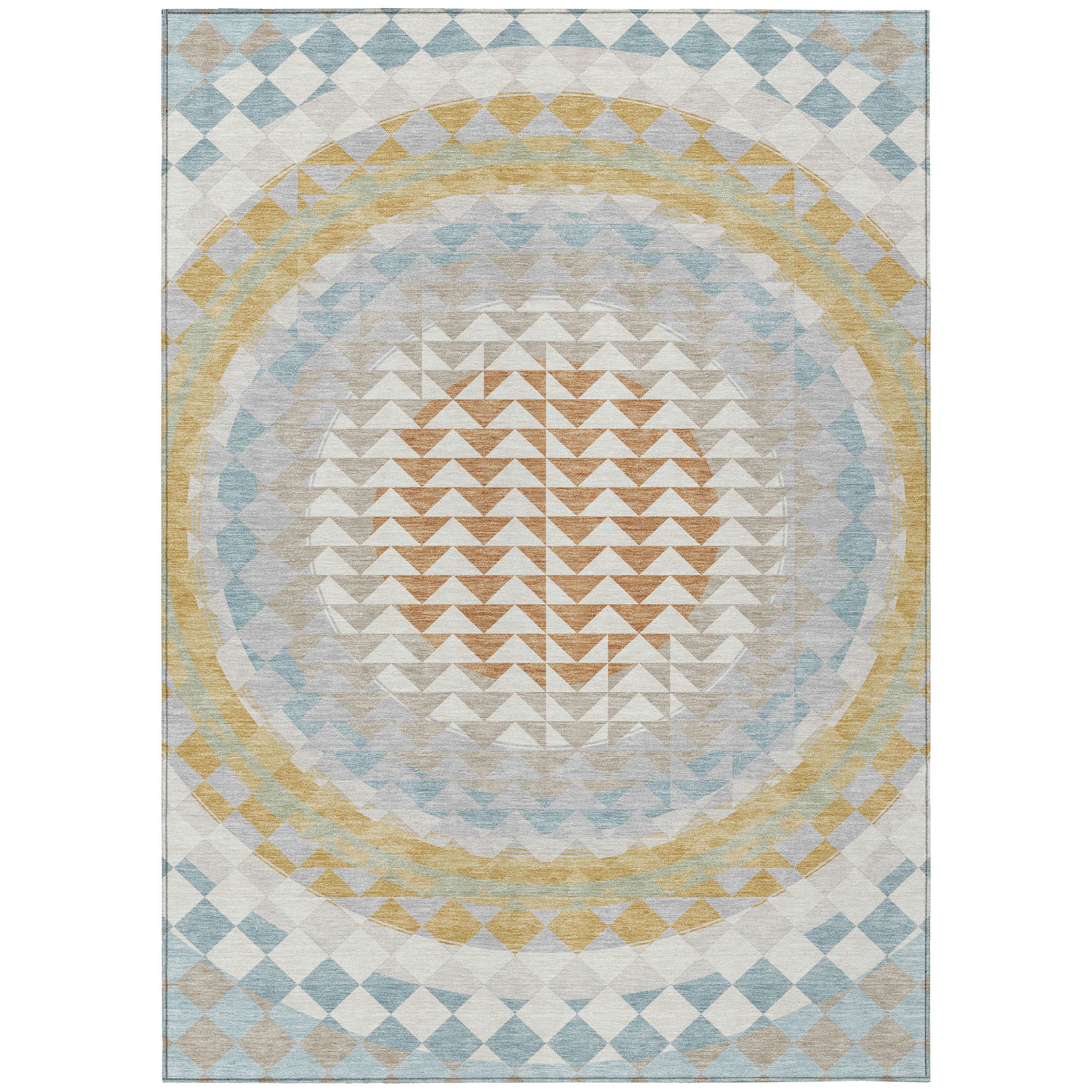 10' X 14' Ivory And Plum Geometric Washable Indoor Outdoor Area Rug - Sports & Outdoor
