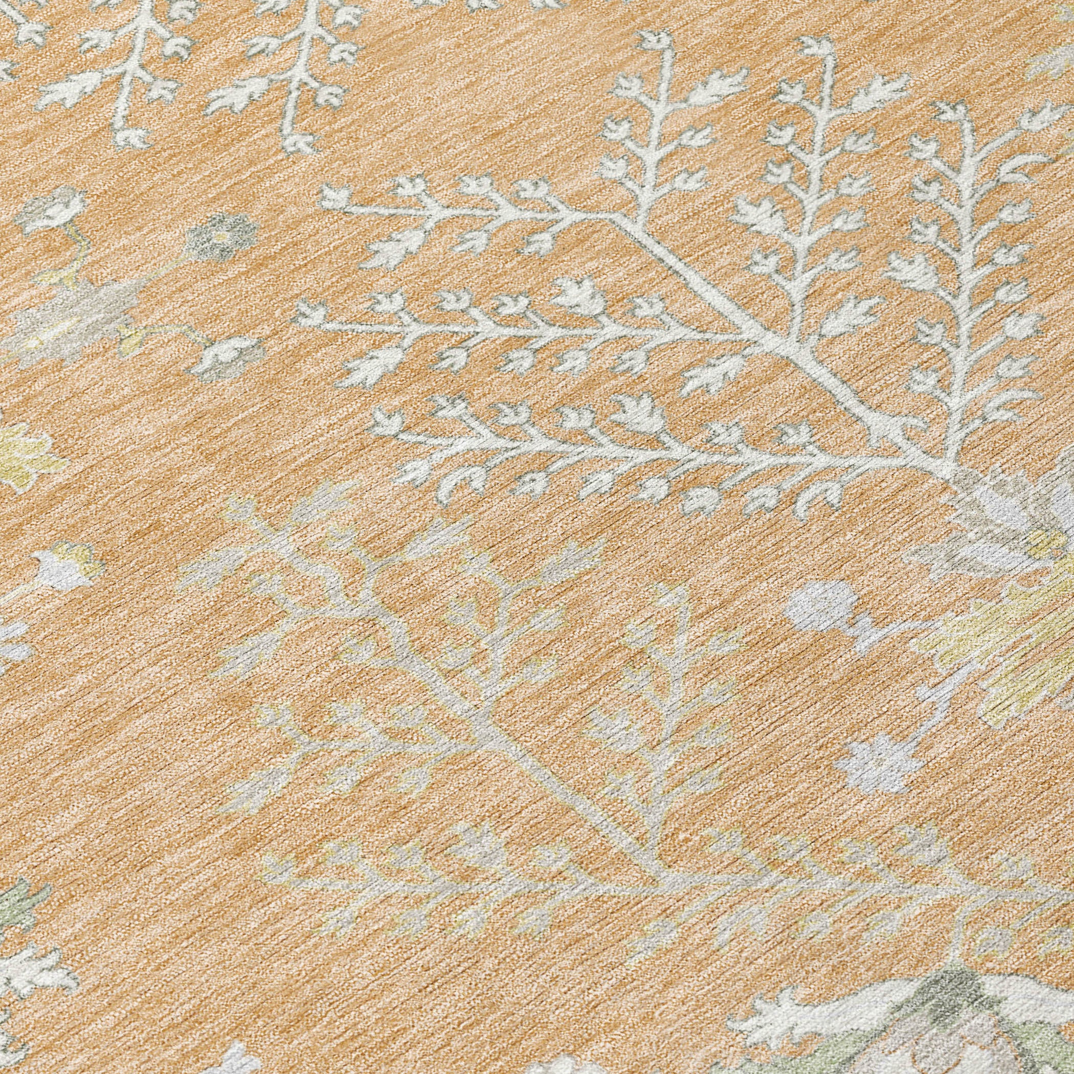 10' X 14' Peach And Ivory Oriental Washable Indoor Outdoor Area Rug - Sports & Outdoor