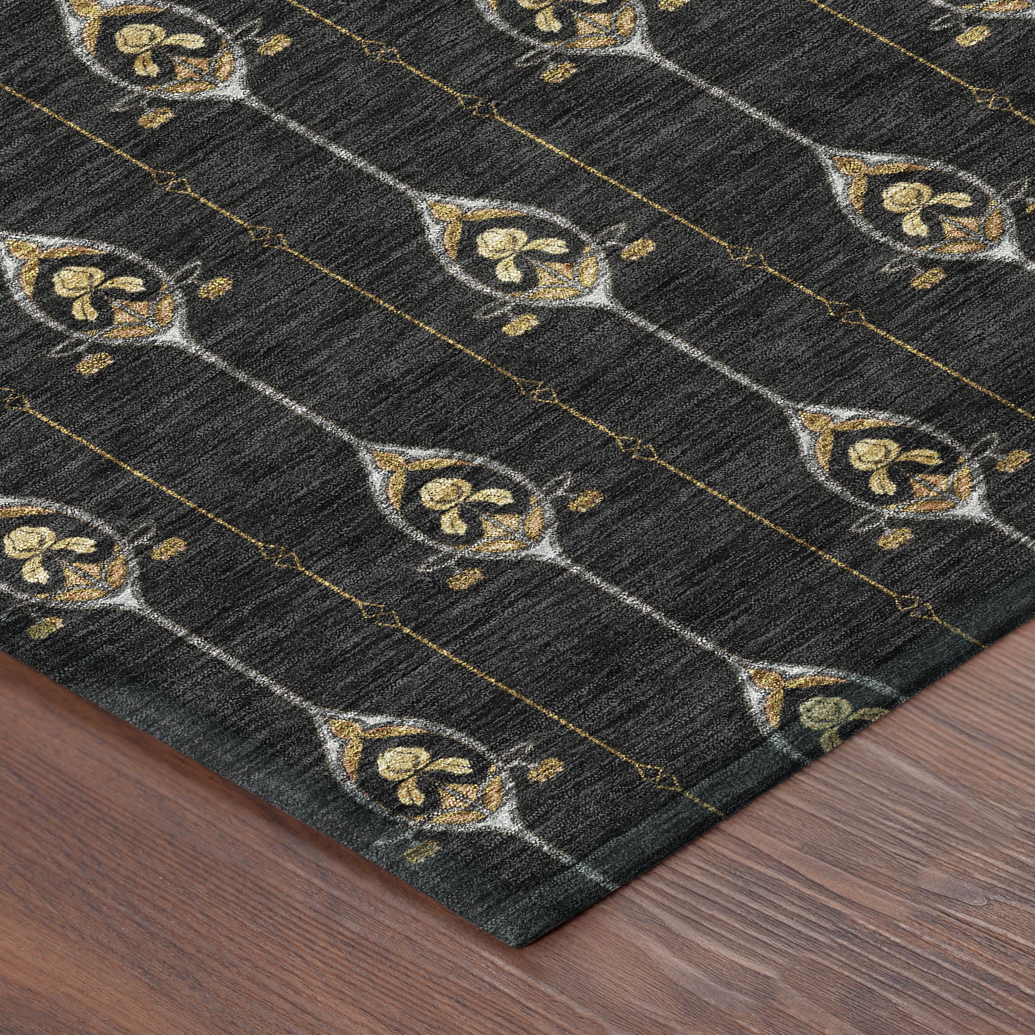 10' X 14' Black And Denim Blue Geometric Washable Indoor Outdoor Area Rug - Sports & Outdoor