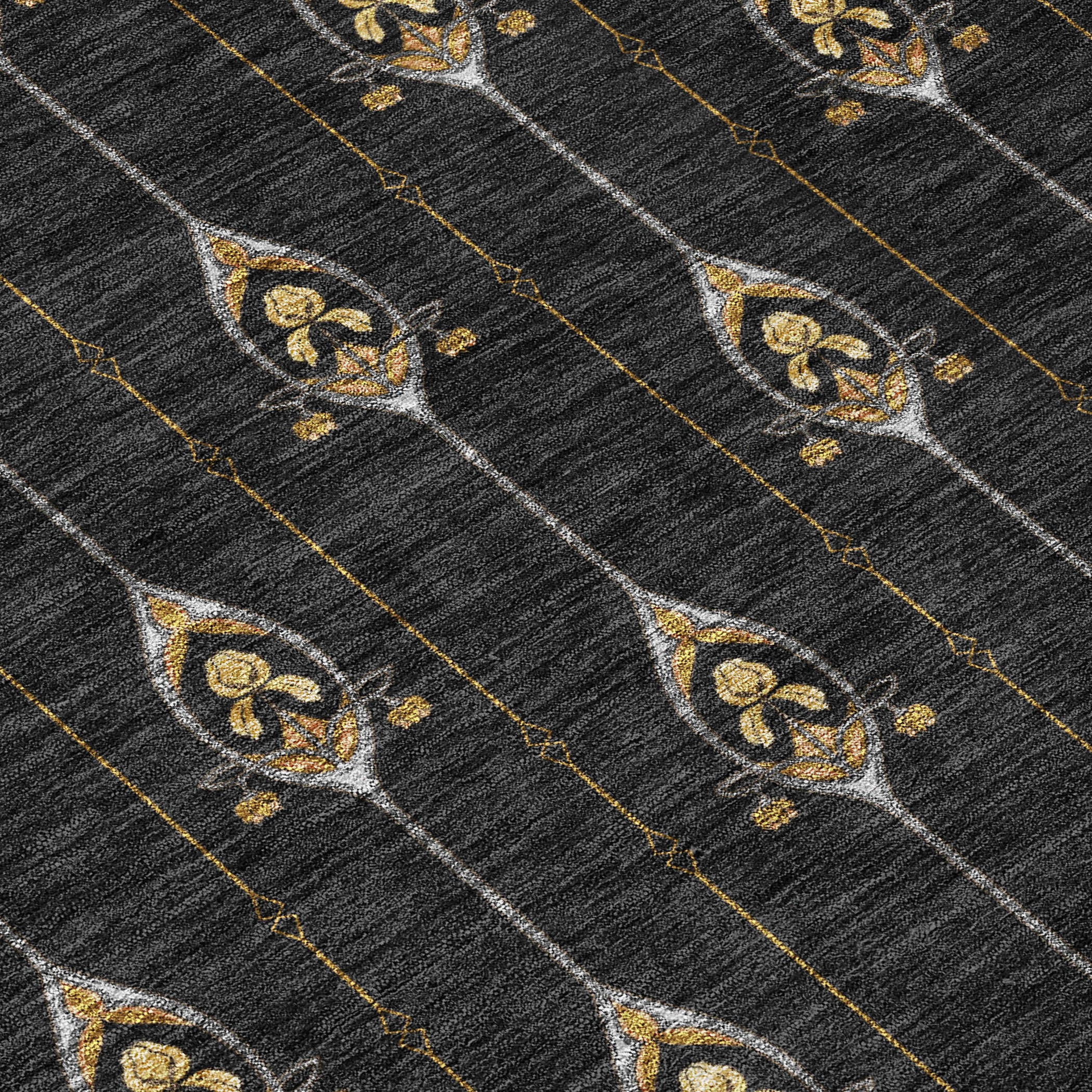 10' X 14' Black And Denim Blue Geometric Washable Indoor Outdoor Area Rug - Sports & Outdoor