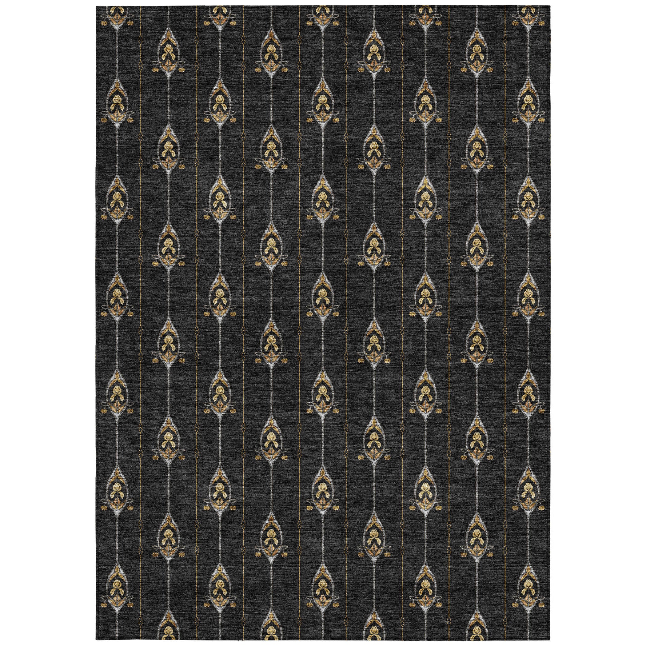 10' X 14' Black And Denim Blue Geometric Washable Indoor Outdoor Area Rug - Sports & Outdoor