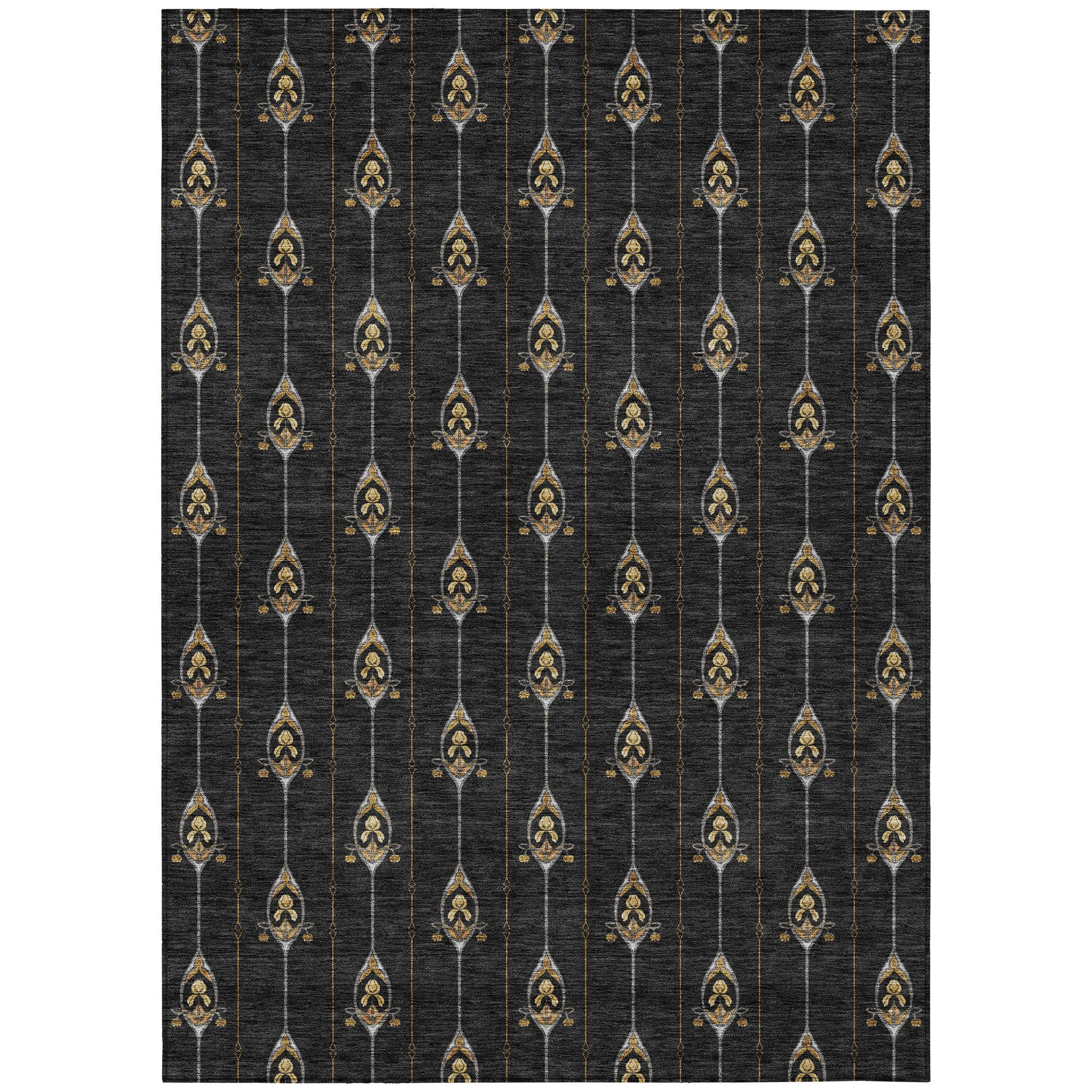 10' X 14' Black And Denim Blue Geometric Washable Indoor Outdoor Area Rug - Sports & Outdoor