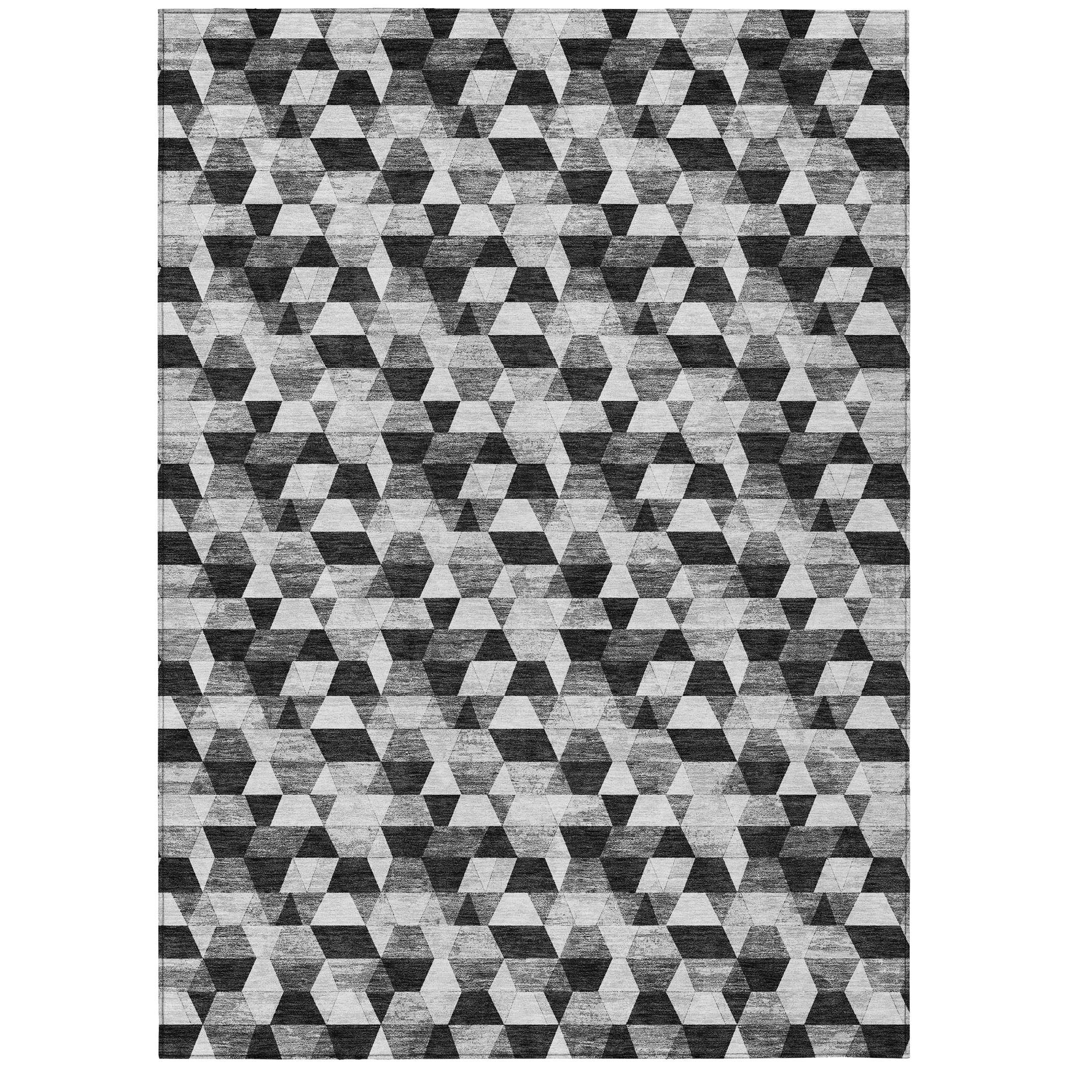 3' X 5' Black And Wheat Geometric Washable Indoor Outdoor Area Rug - Sports & Outdoor