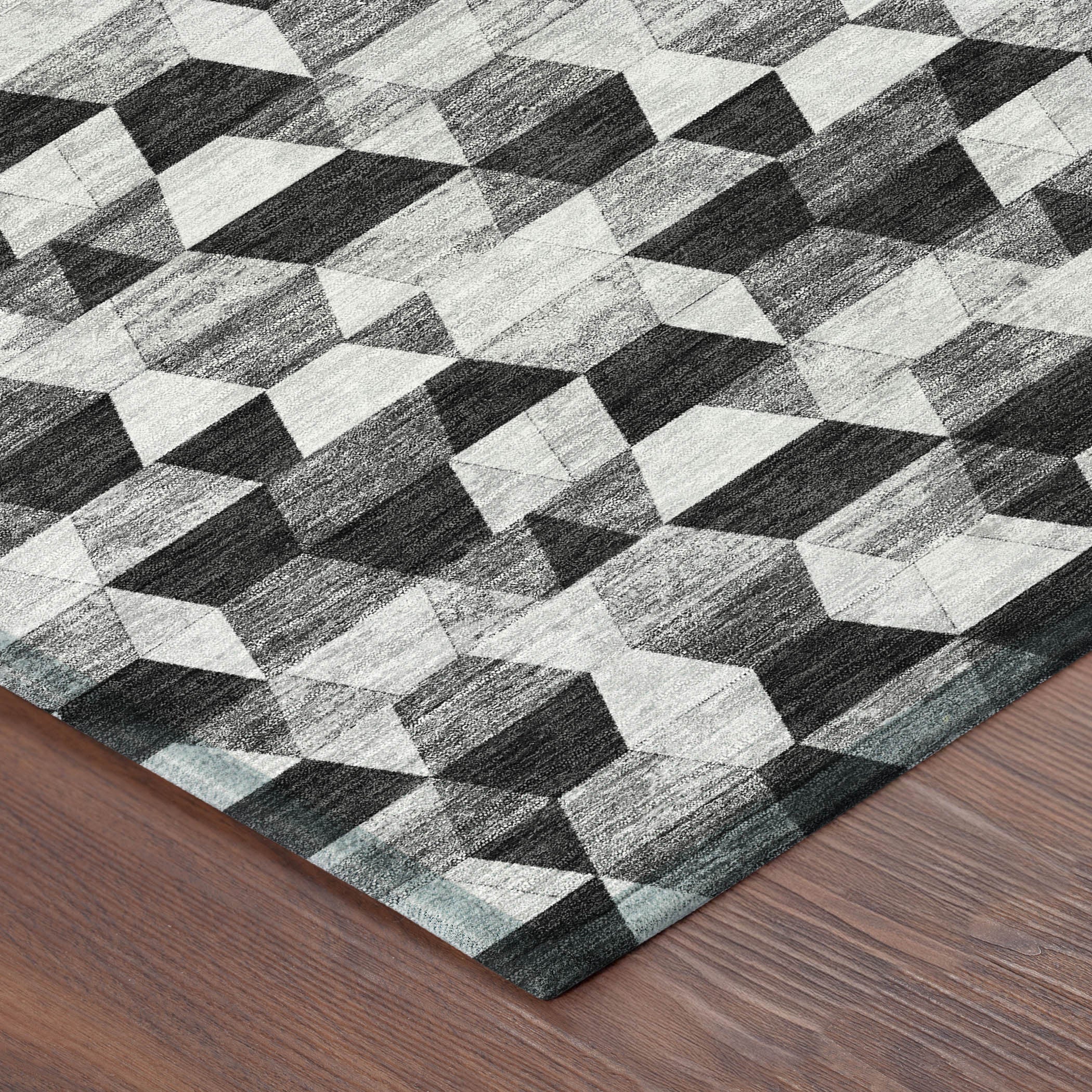 3' X 5' Black And Wheat Geometric Washable Indoor Outdoor Area Rug - Sports & Outdoor