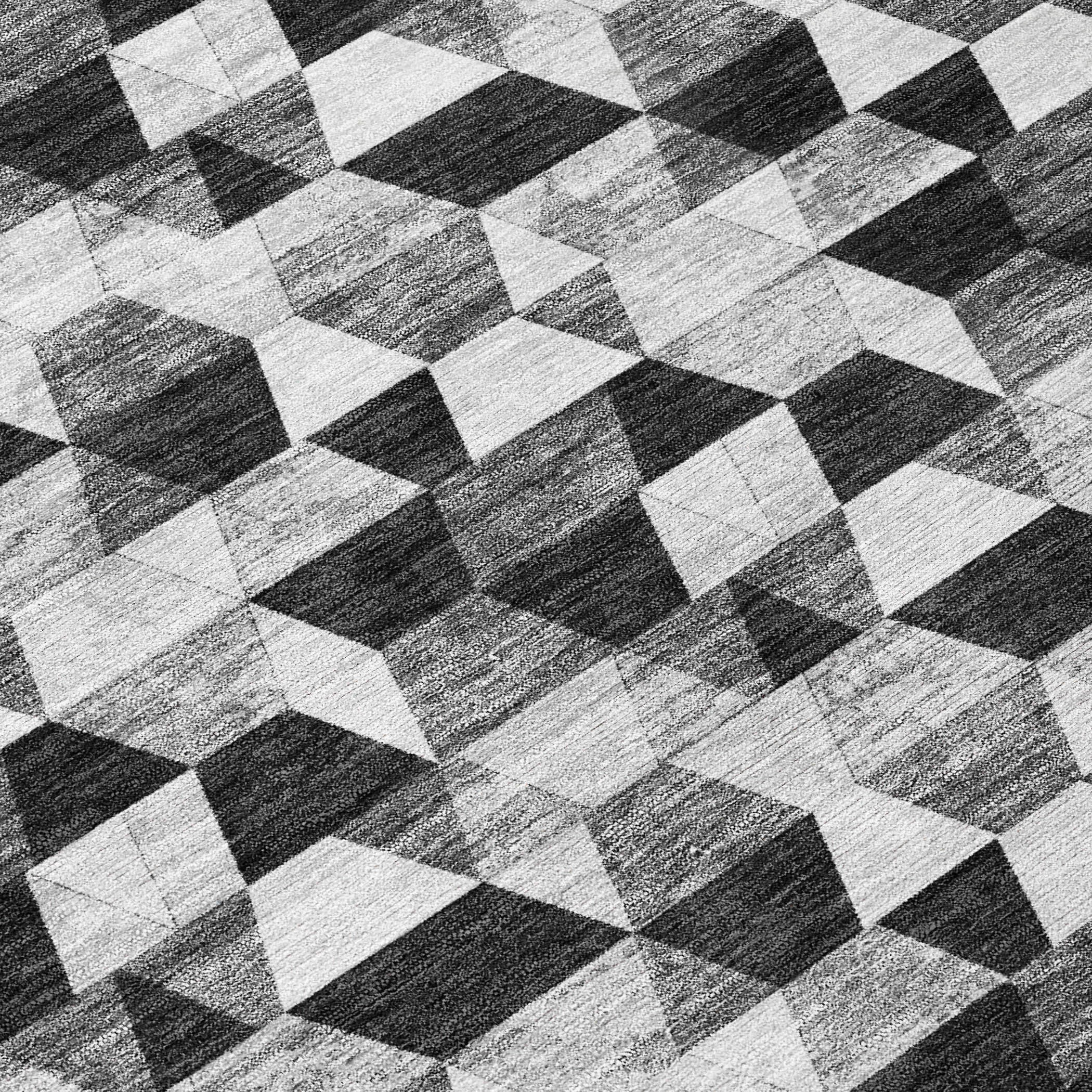 3' X 5' Black And Wheat Geometric Washable Indoor Outdoor Area Rug - Sports & Outdoor