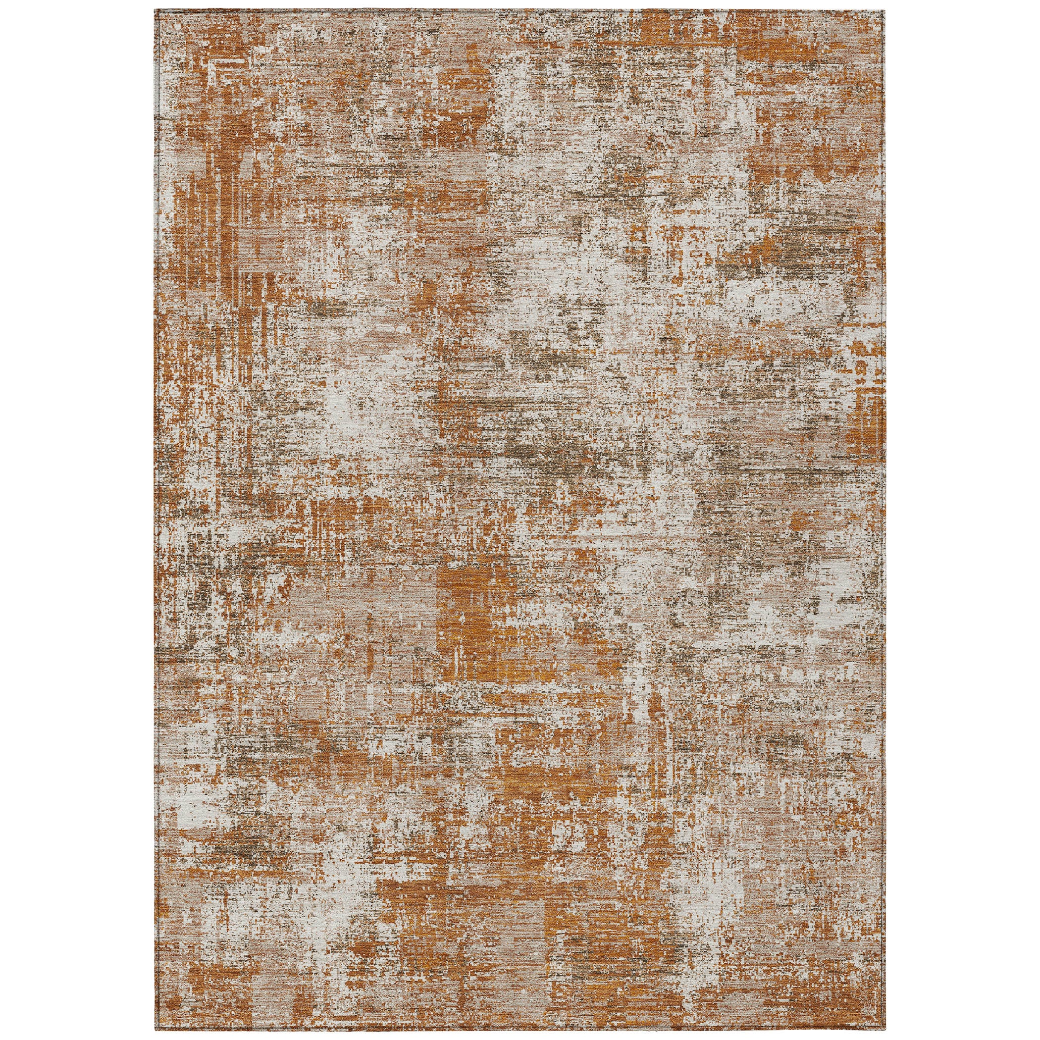 3' X 5' Orange And Green Abstract Washable Indoor Outdoor Area Rug - Sports & Outdoor