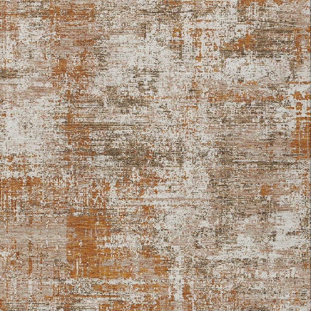 3' X 5' Orange And Green Abstract Washable Indoor Outdoor Area Rug - Sports & Outdoor