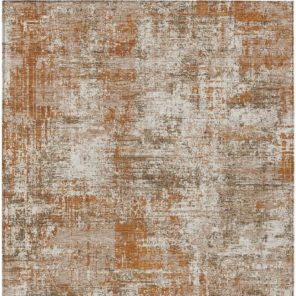 3' X 5' Orange And Green Abstract Washable Indoor Outdoor Area Rug - Sports & Outdoor
