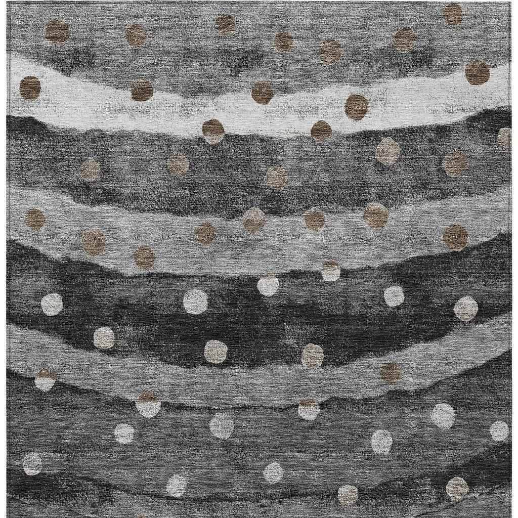 10' X 14' Black And Navy Blue Striped Washable Indoor Outdoor Area Rug - Sports & Outdoor