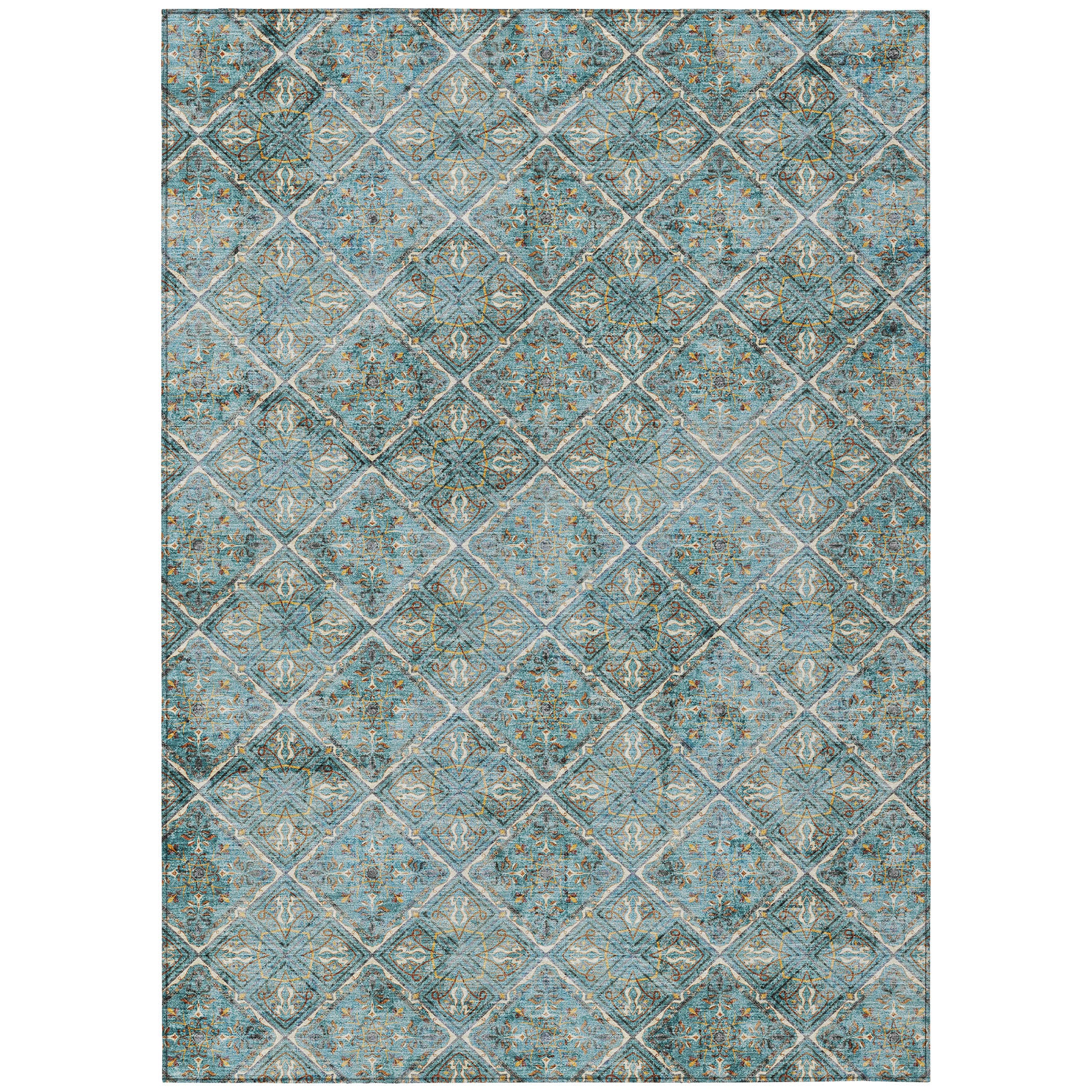 10' X 14' Teal Blue And Purple Geometric Washable Indoor Outdoor Area Rug - Sports & Outdoor