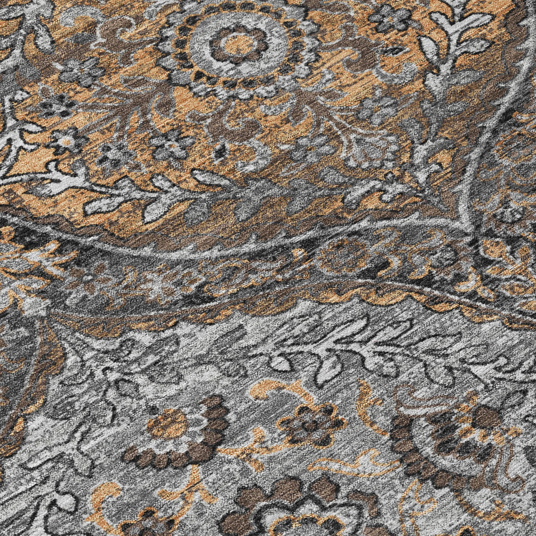 10' X 14' Gray And Brown Ogee Washable Indoor Outdoor Area Rug - Sports & Outdoor