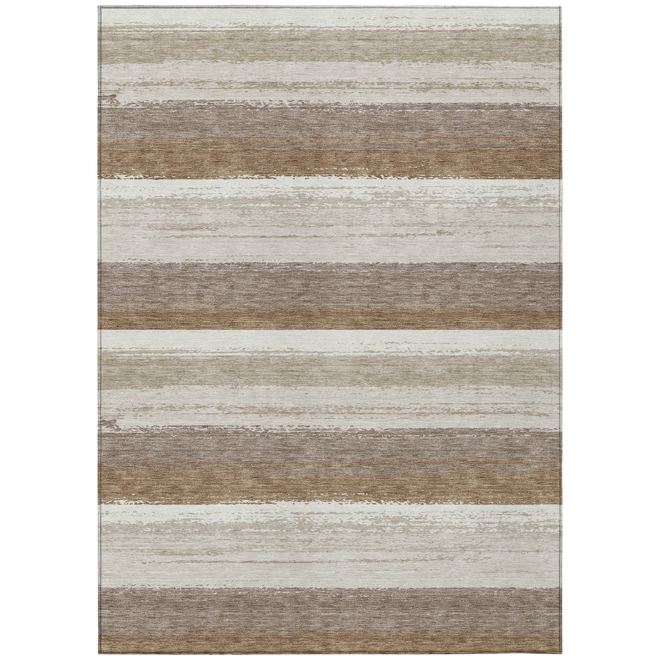 10' X 14' Beige And Graphite Striped Washable Indoor Outdoor Area Rug - Sports & Outdoor