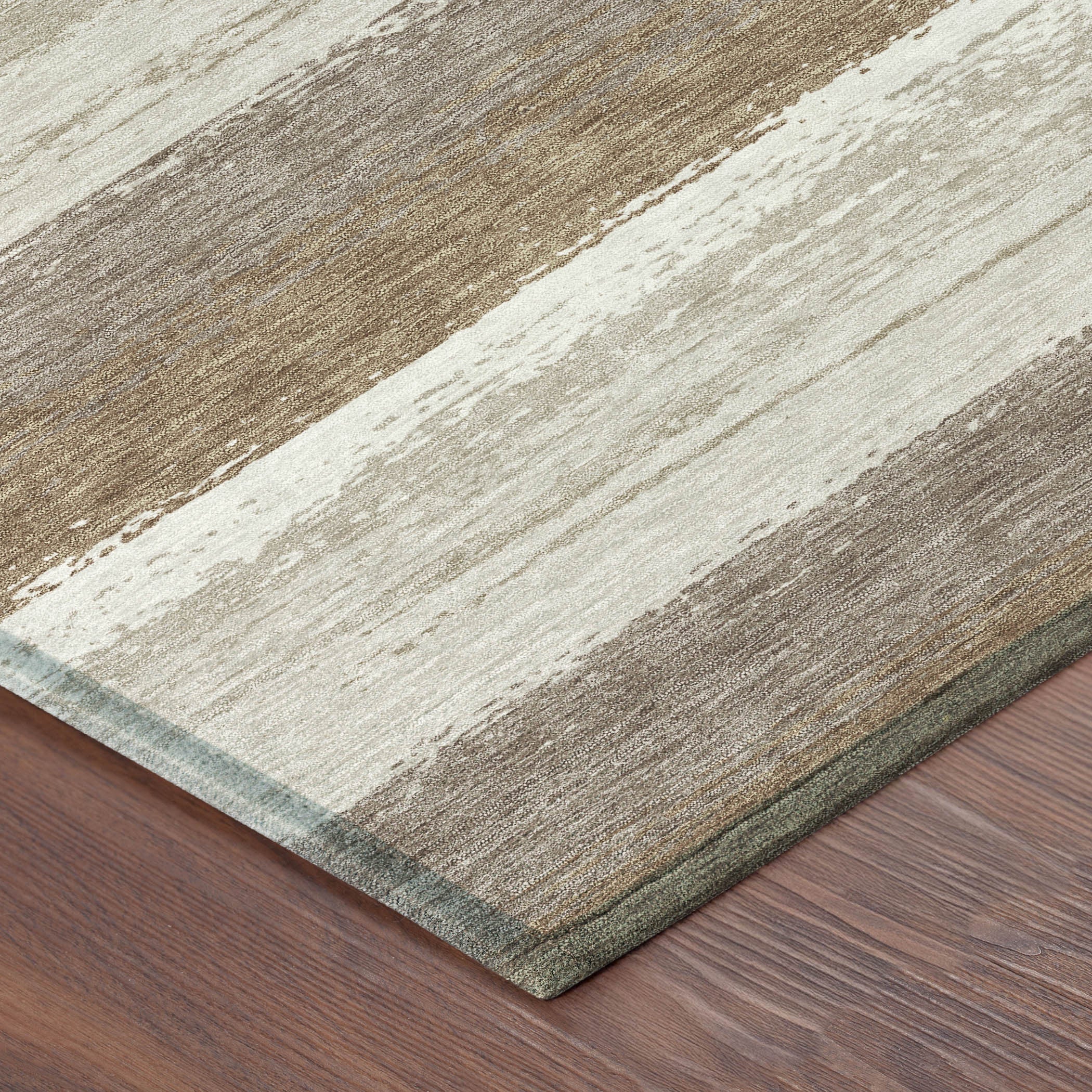 10' X 14' Beige And Graphite Striped Washable Indoor Outdoor Area Rug - Sports & Outdoor