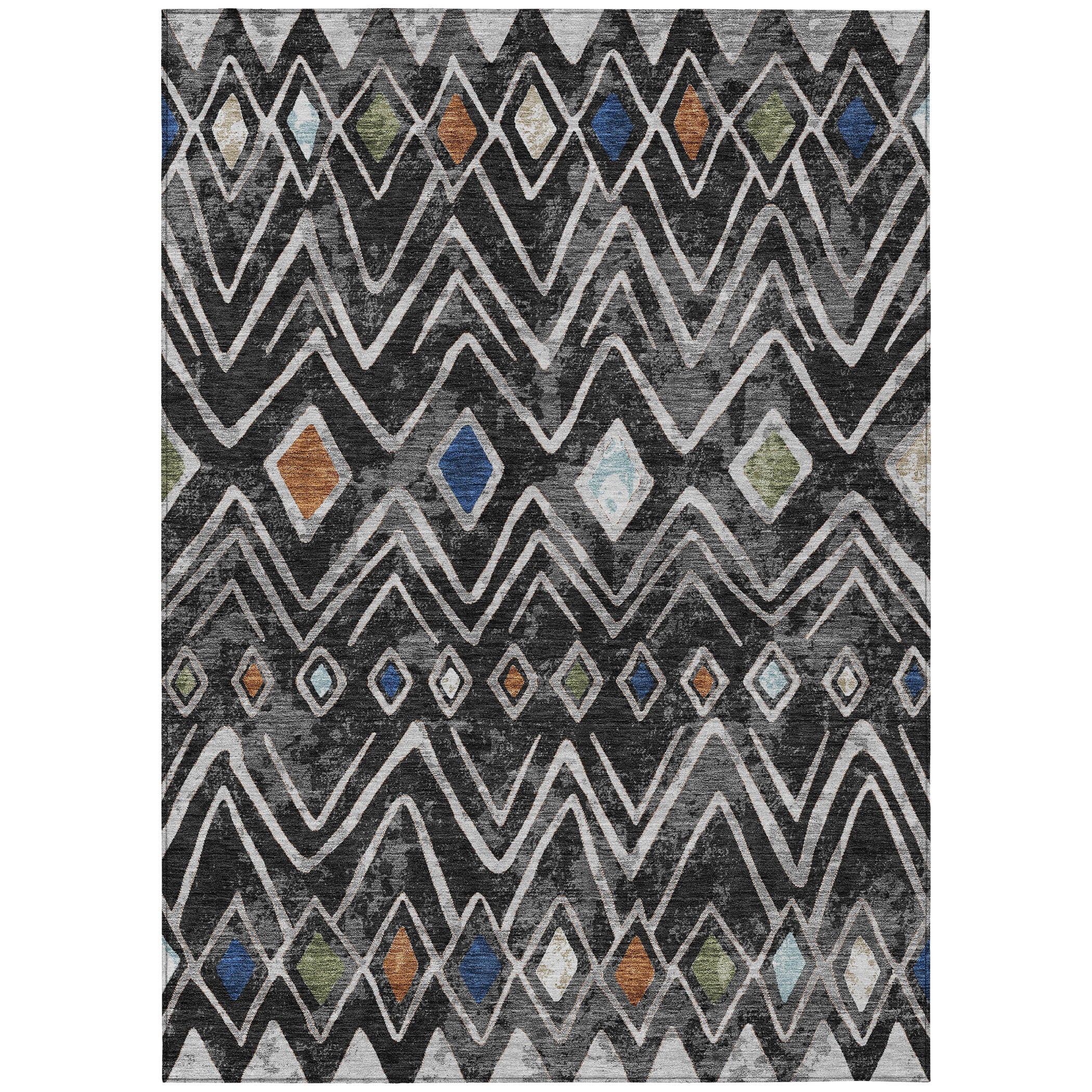 3' X 5' Black And Brown Geometric Washable Indoor Outdoor Area Rug - Sports & Outdoor
