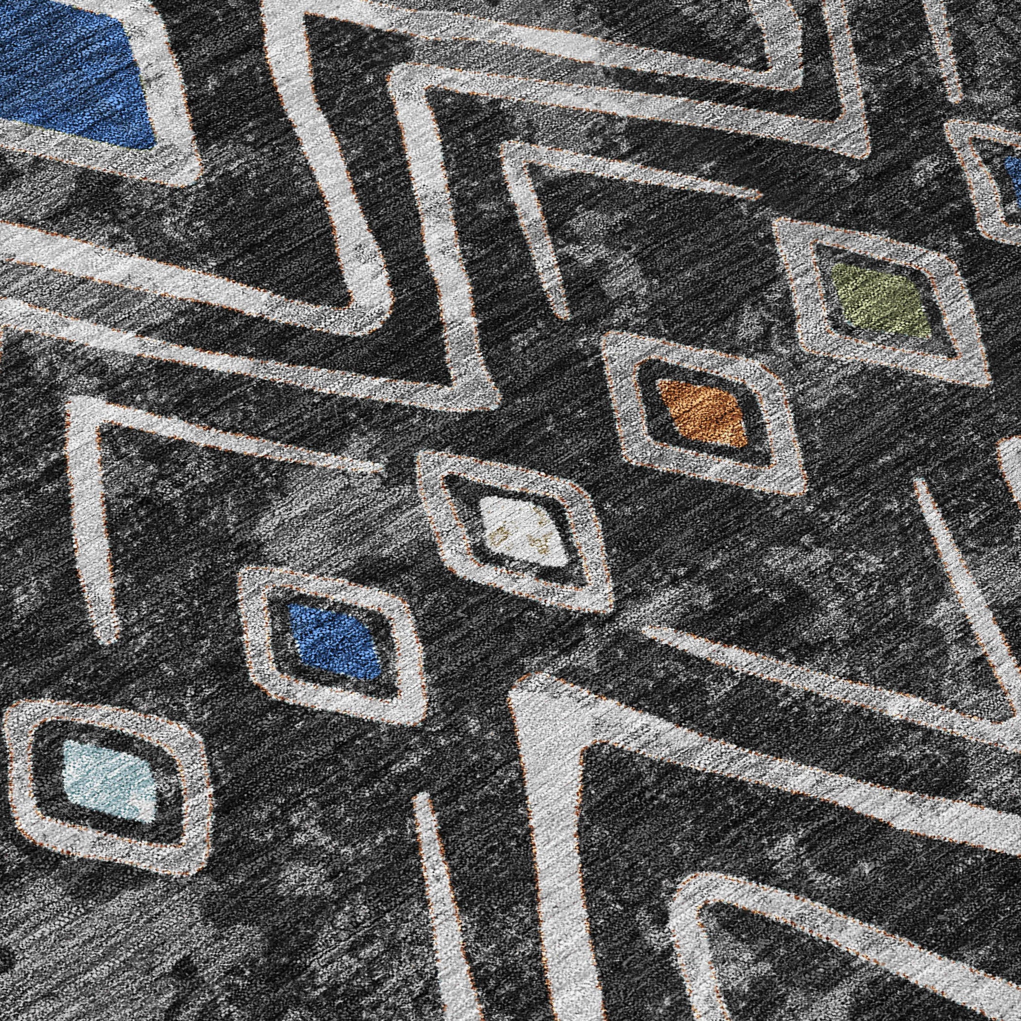 3' X 5' Black And Brown Geometric Washable Indoor Outdoor Area Rug - Sports & Outdoor