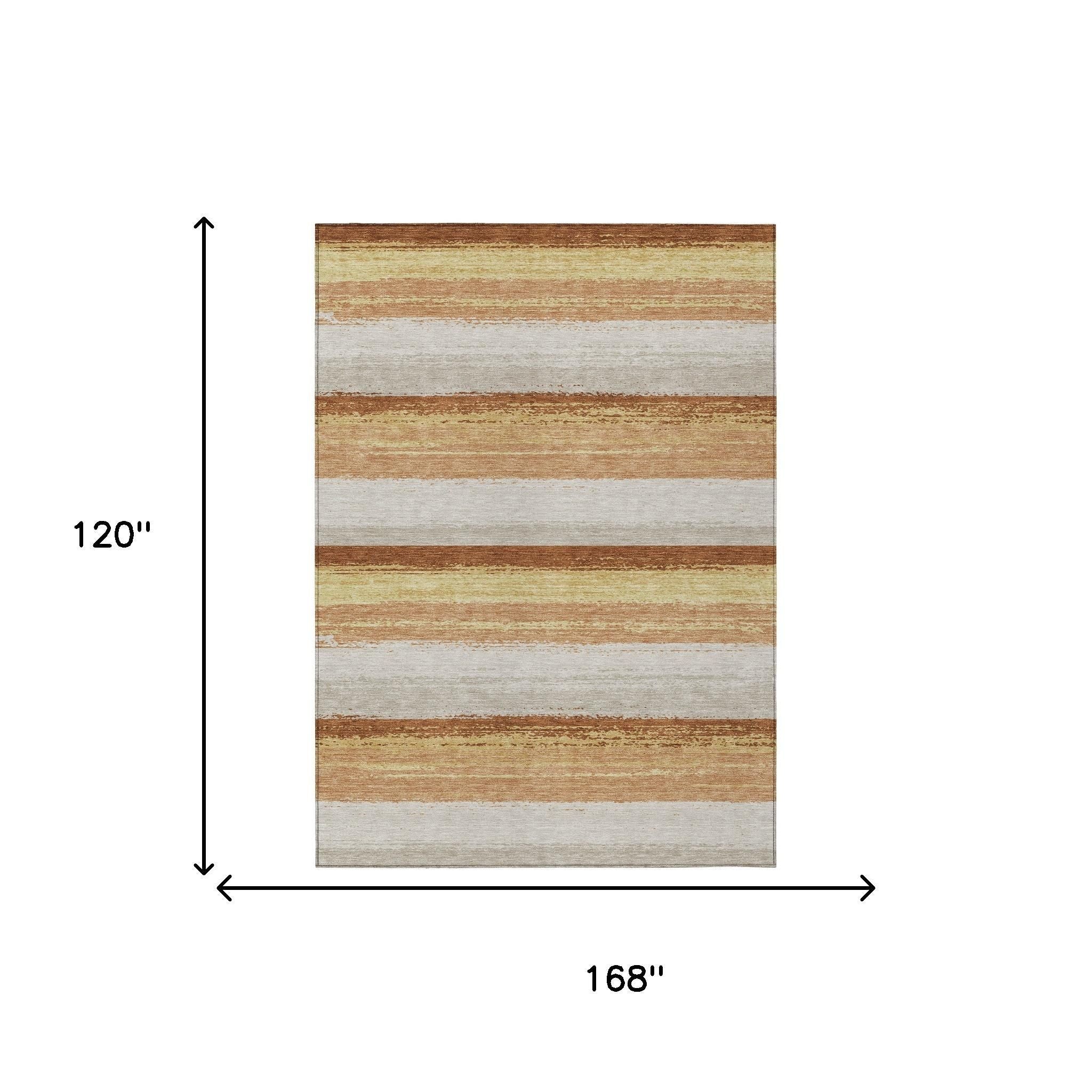 10' X 14' Copper And Purple Striped Washable Indoor Outdoor Area Rug - Sports & Outdoor