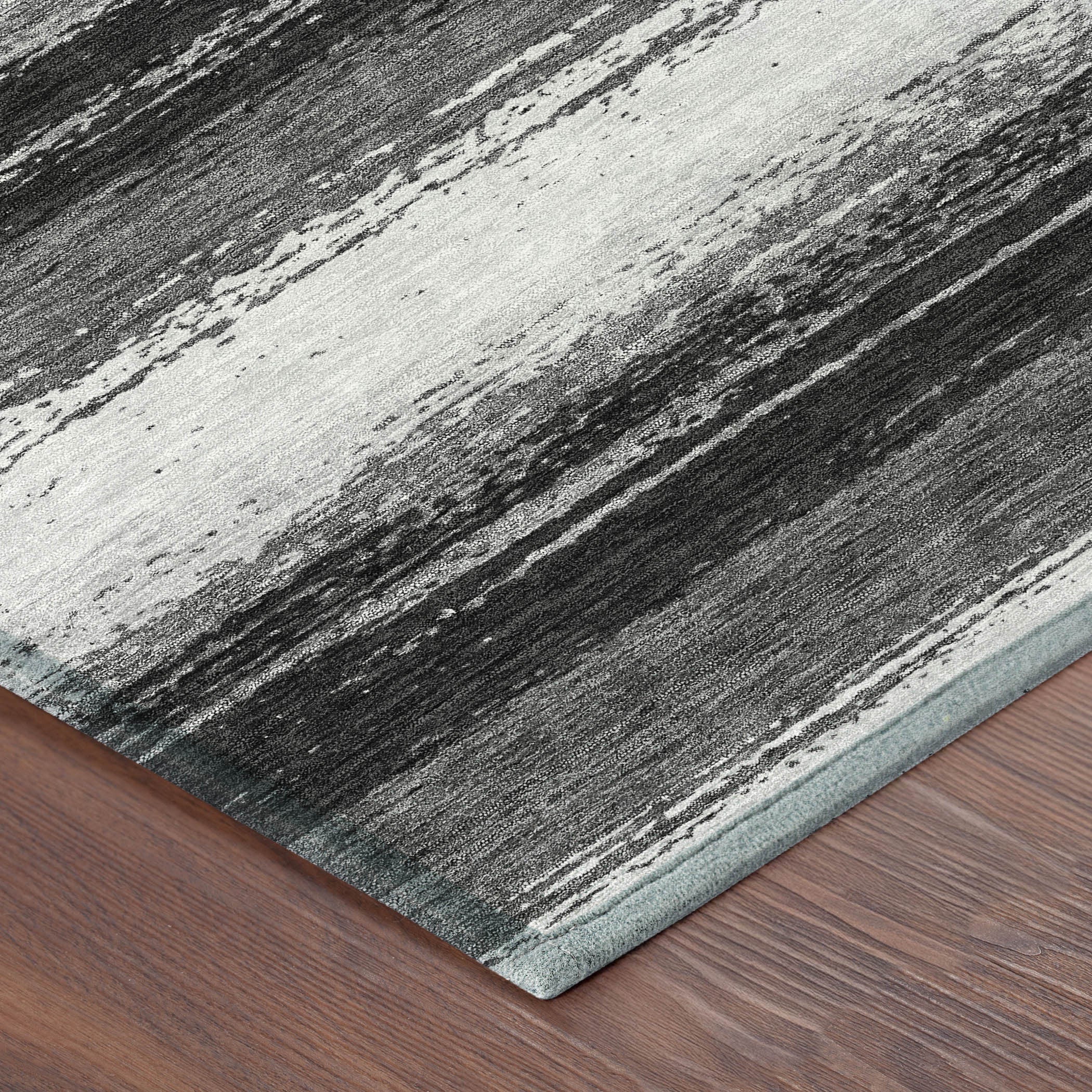 3' X 5' Black And Khaki Striped Washable Indoor Outdoor Area Rug - Sports & Outdoor