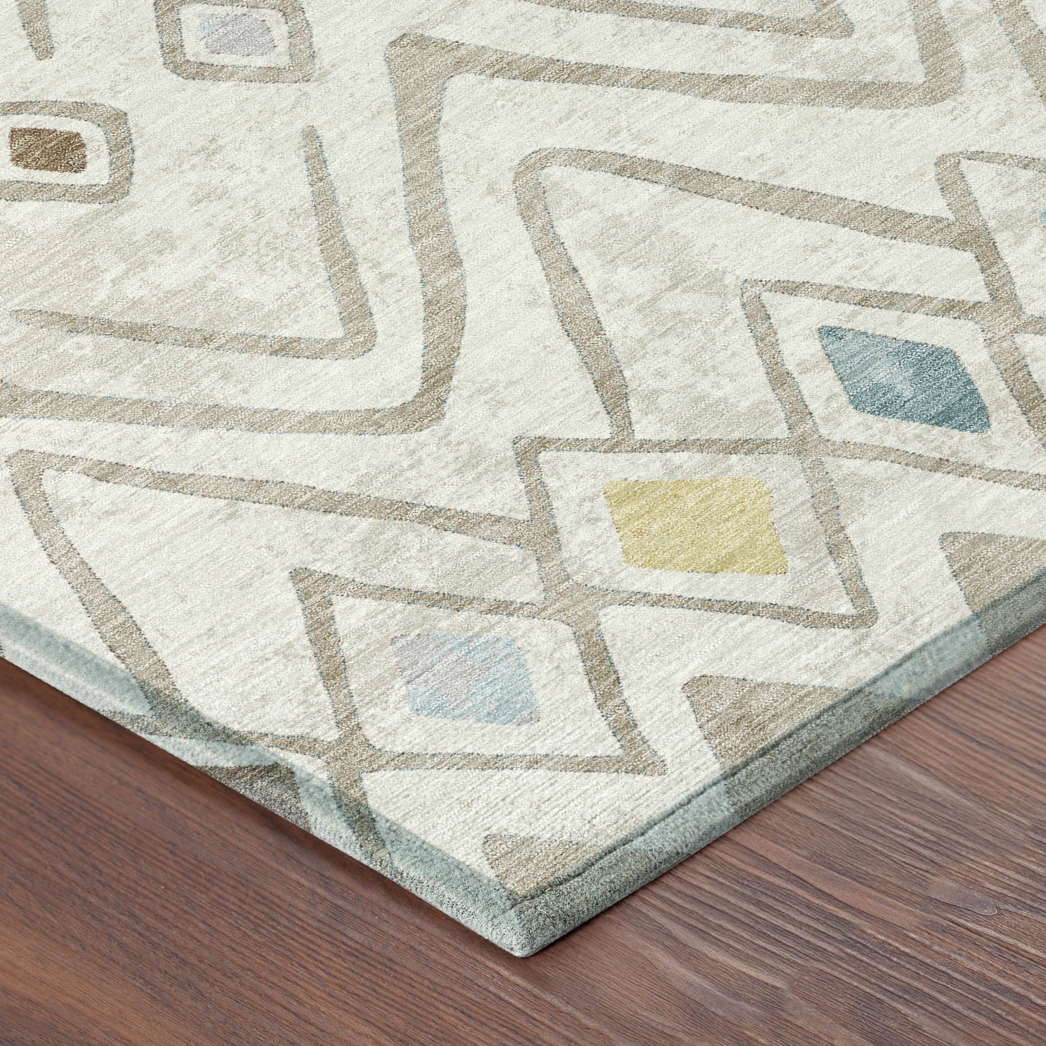 10' X 14' Ivory And Brown Geometric Washable Indoor Outdoor Area Rug - Sports & Outdoor