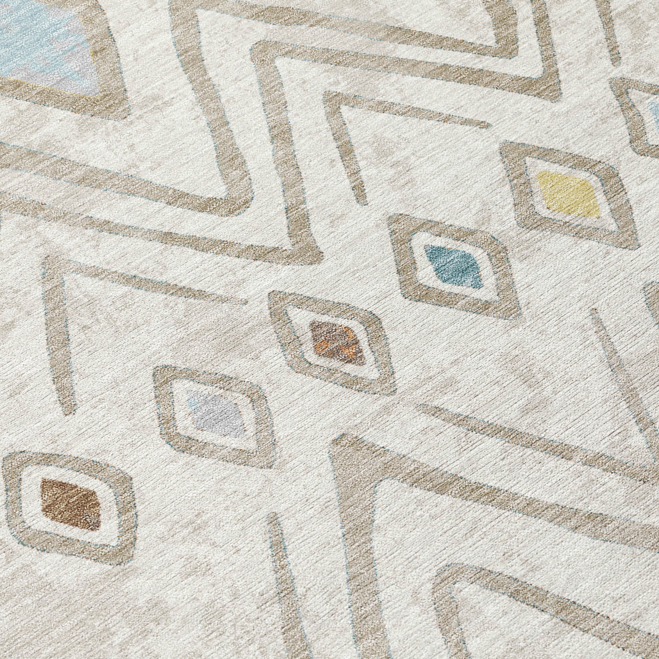 10' X 14' Ivory And Brown Geometric Washable Indoor Outdoor Area Rug - Sports & Outdoor