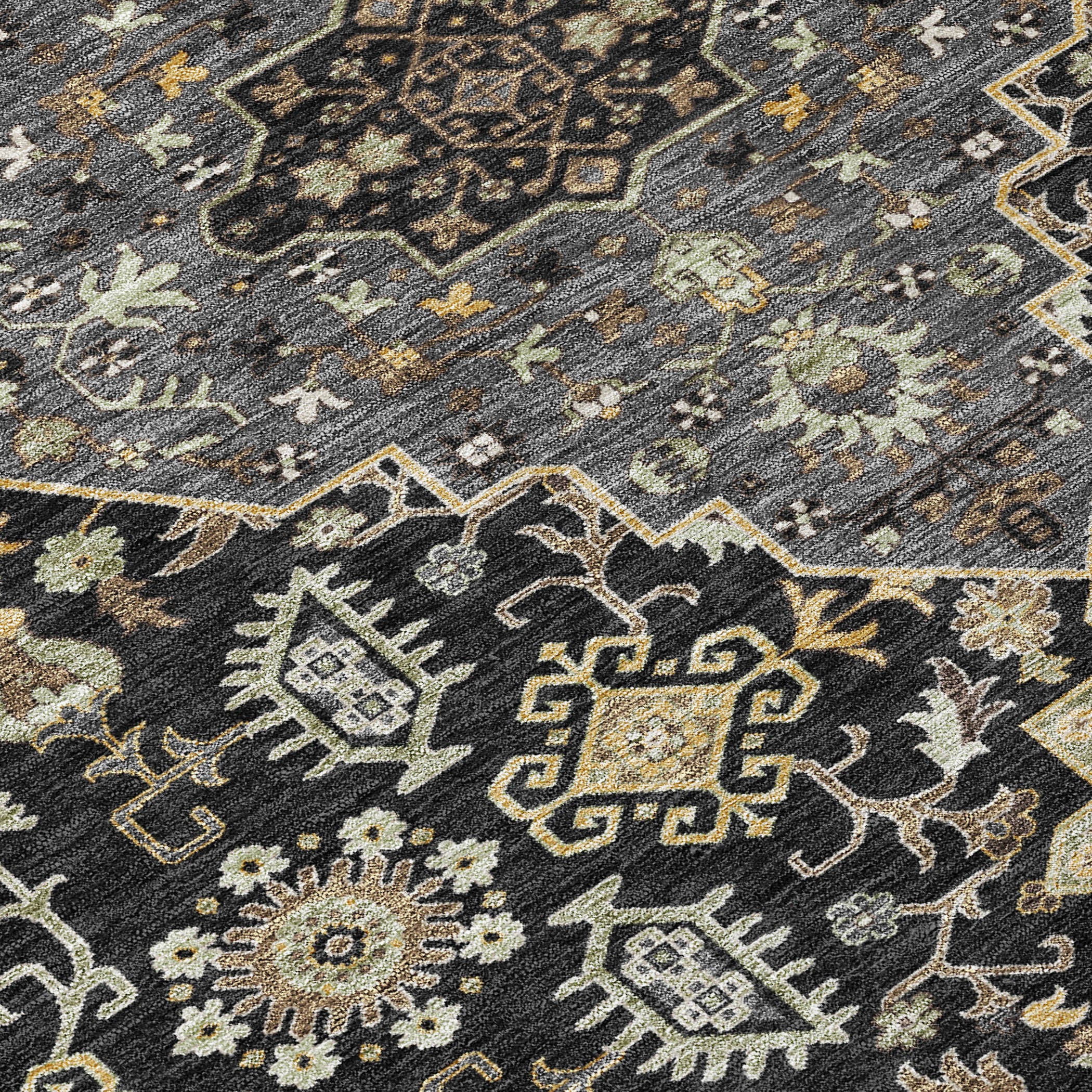 3' X 5' Black And Brown Medallion Washable Indoor Outdoor Area Rug - Sports & Outdoor