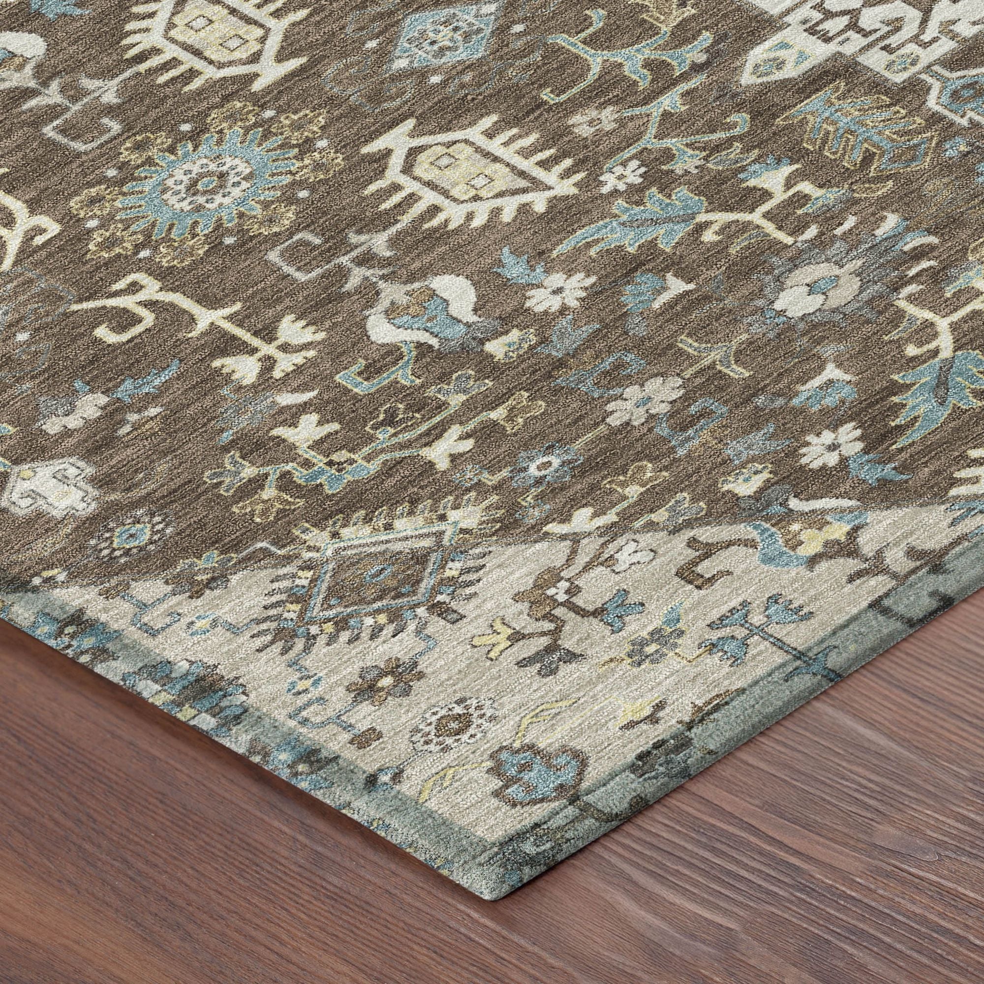 10' X 14' Brown And Beige Medallion Washable Indoor Outdoor Area Rug - Sports & Outdoor