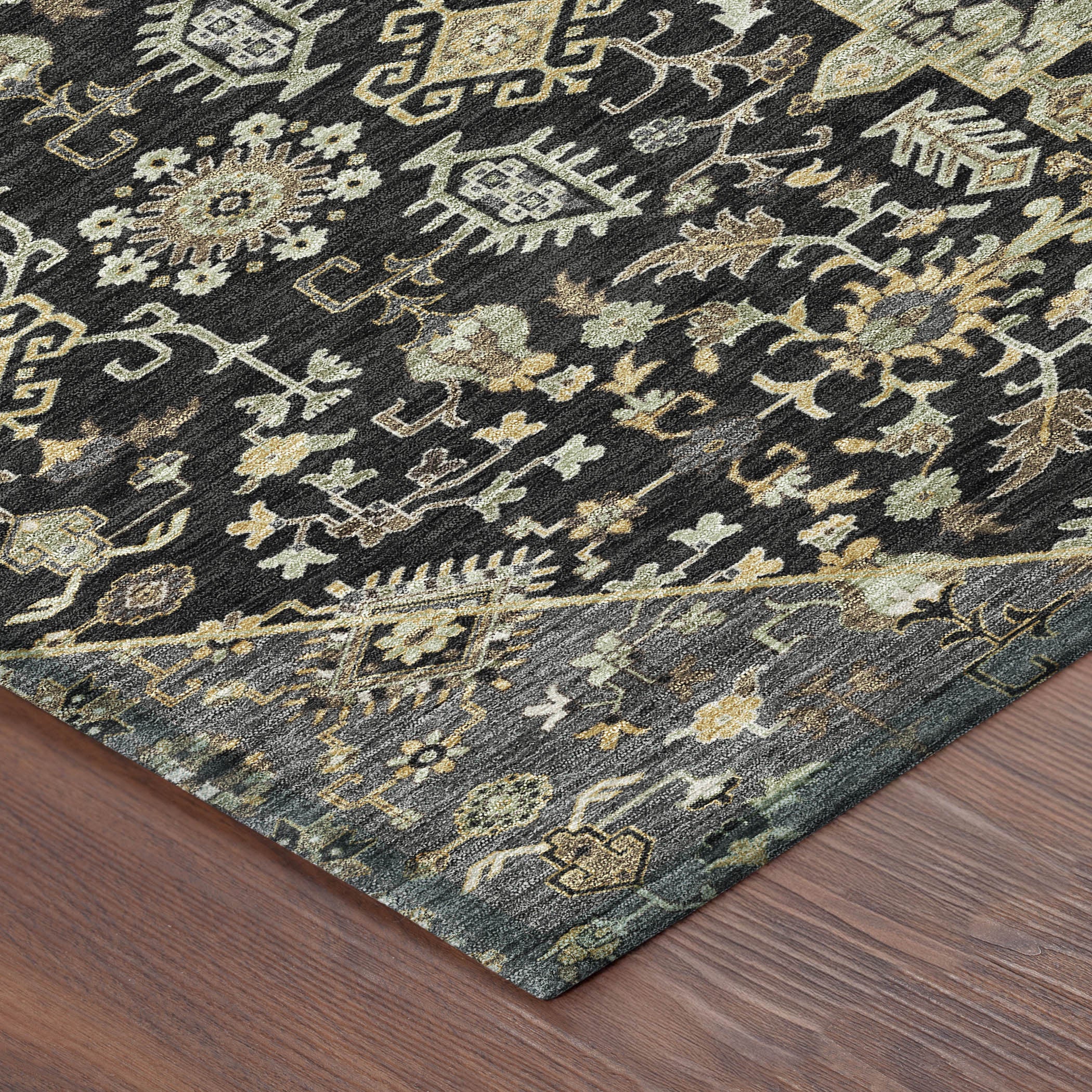 10' X 14' Black And Brown Medallion Washable Indoor Outdoor Area Rug - Sports & Outdoor