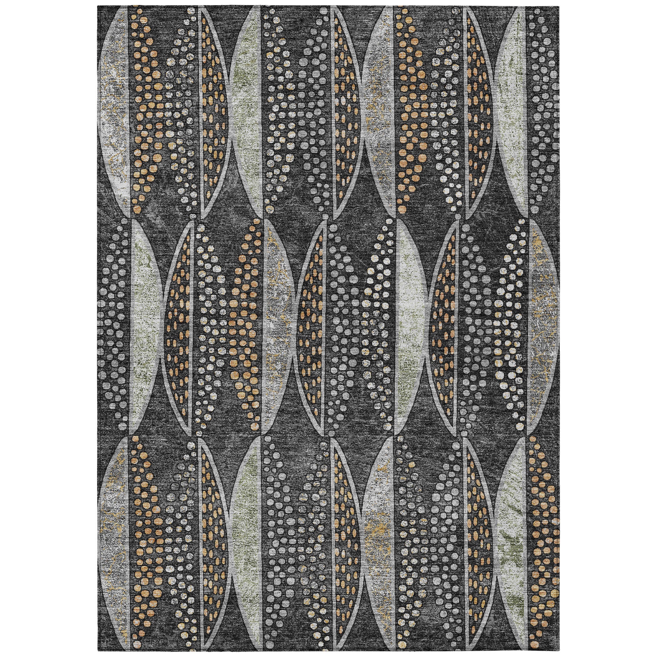 3' X 5' Black And Green Geometric Washable Indoor Outdoor Area Rug - Sports & Outdoor