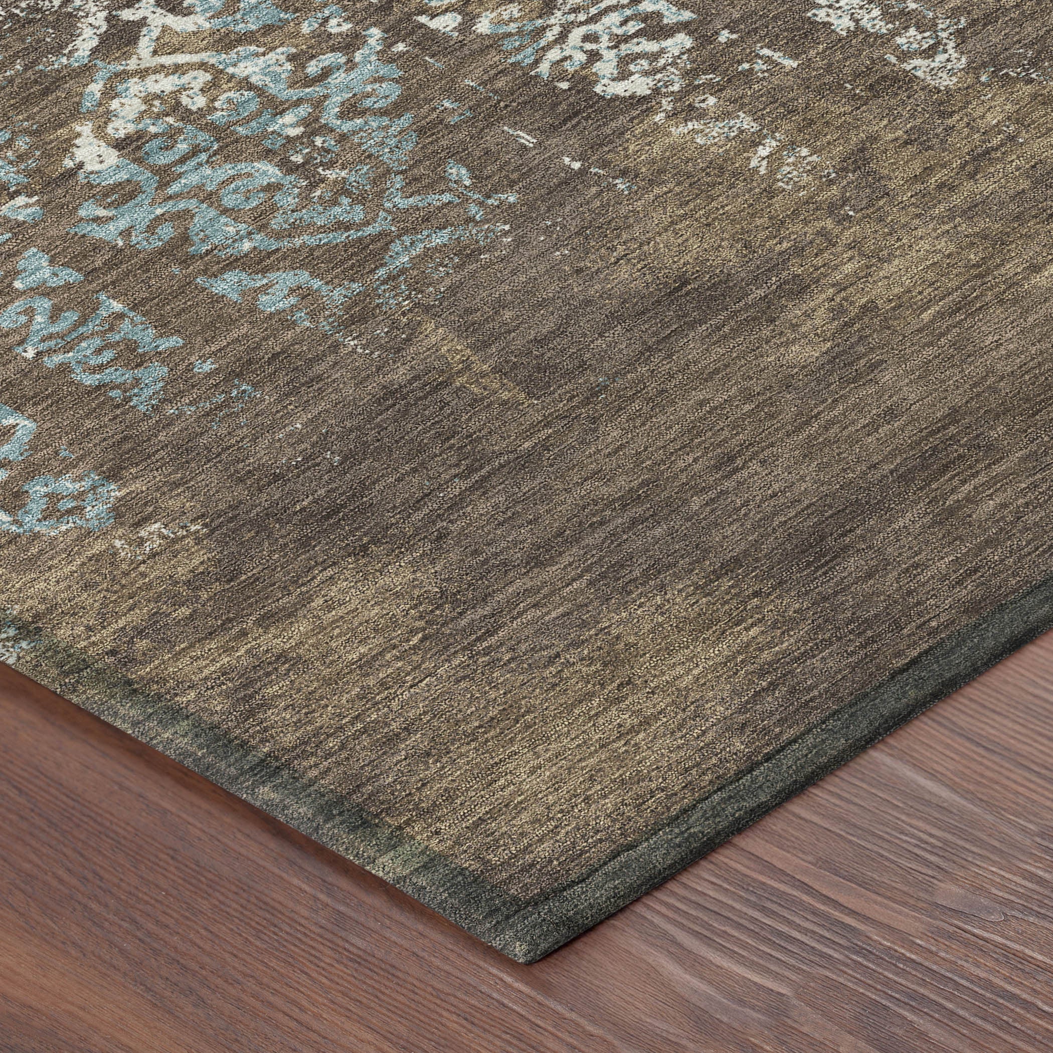 10' X 14' Brown And Khaki Oriental Washable Indoor Outdoor Area Rug - Sports & Outdoor