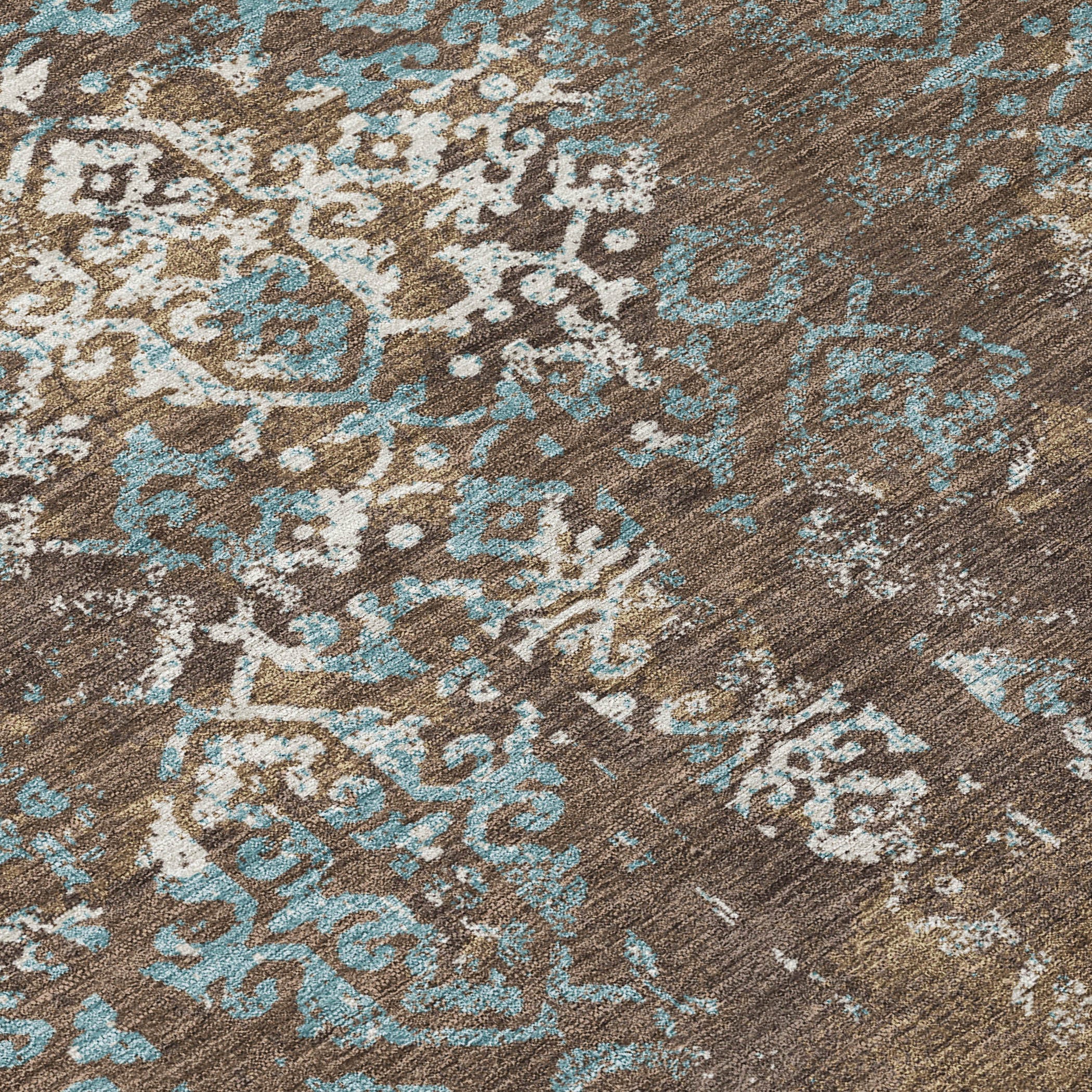 10' X 14' Brown And Khaki Oriental Washable Indoor Outdoor Area Rug - Sports & Outdoor