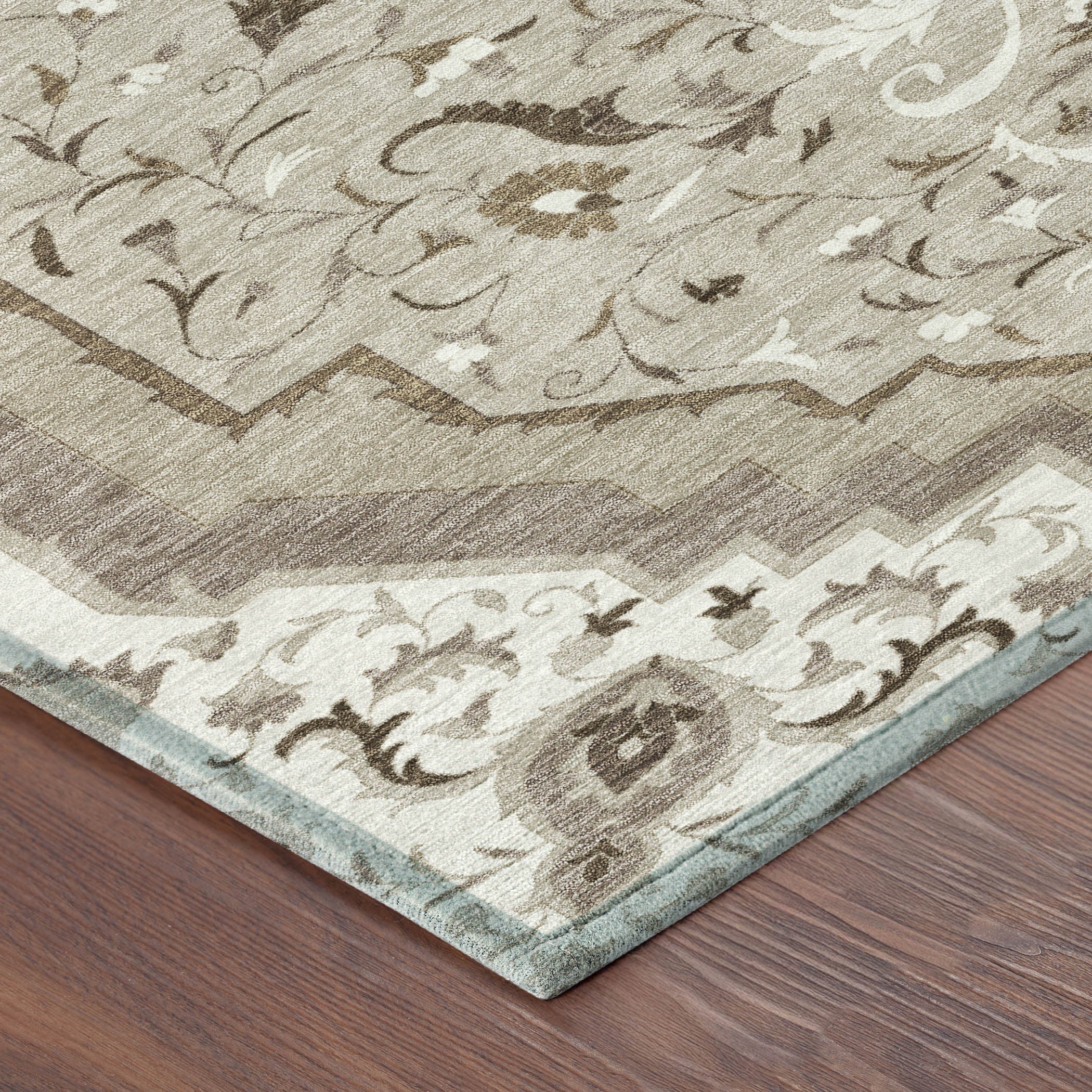 8' X 10' Beige And Taupe Medallion Washable Indoor Outdoor Area Rug - Sports & Outdoor