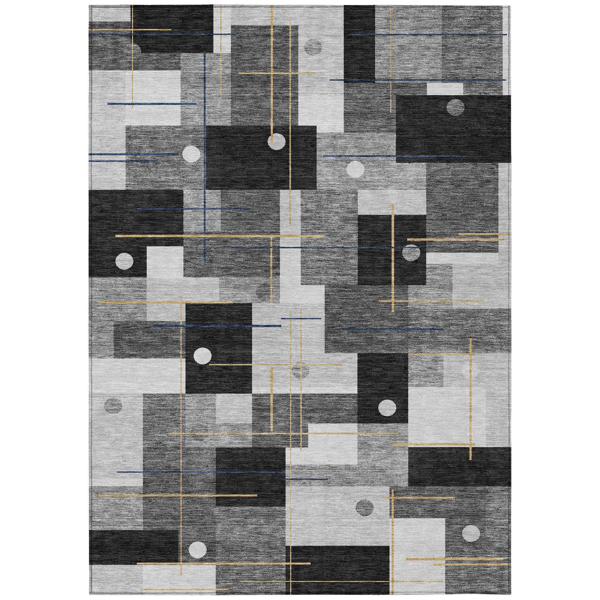 8' X 10' Black And Green Geometric Washable Indoor Outdoor Area Rug - Sports & Outdoor