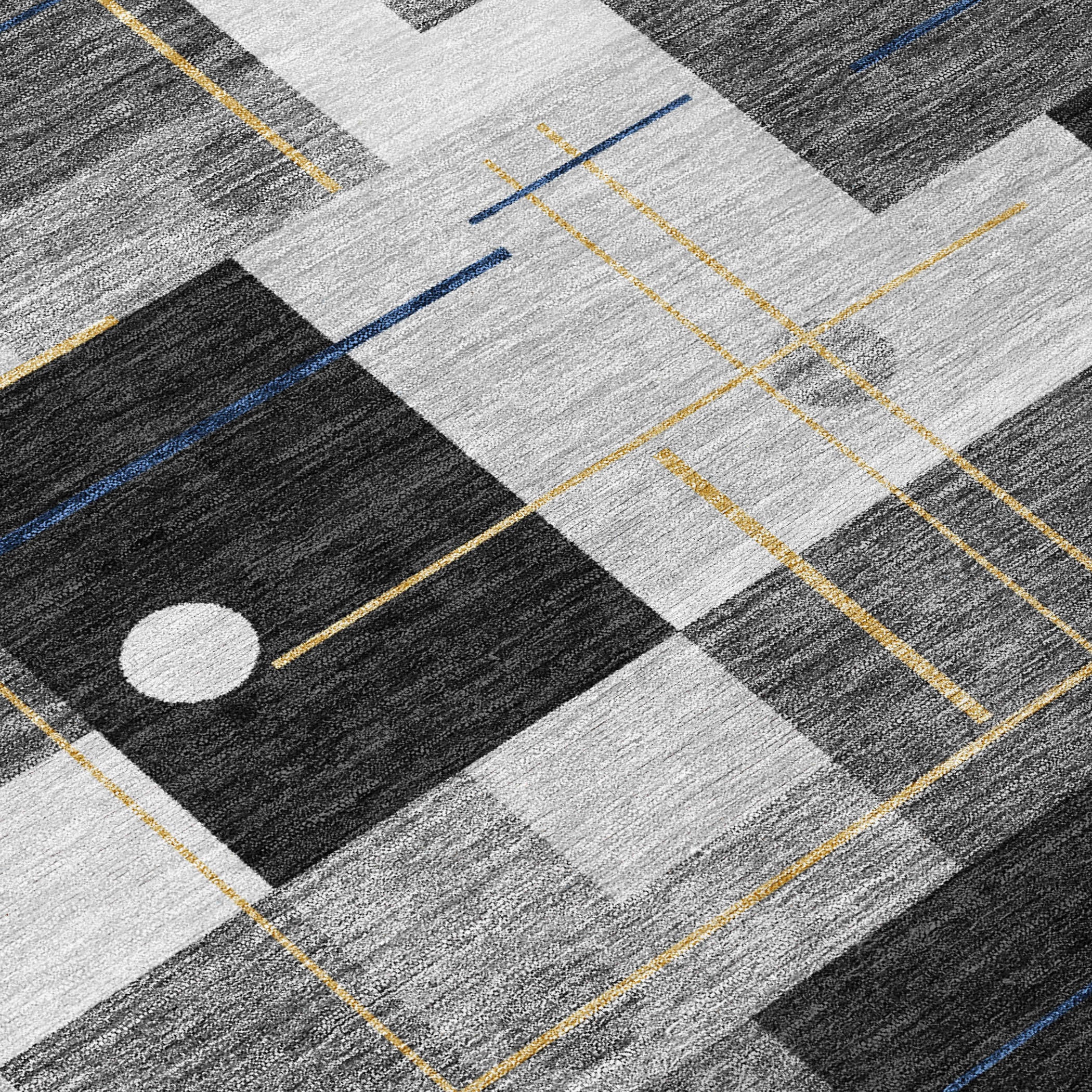 8' X 10' Black And Green Geometric Washable Indoor Outdoor Area Rug - Sports & Outdoor