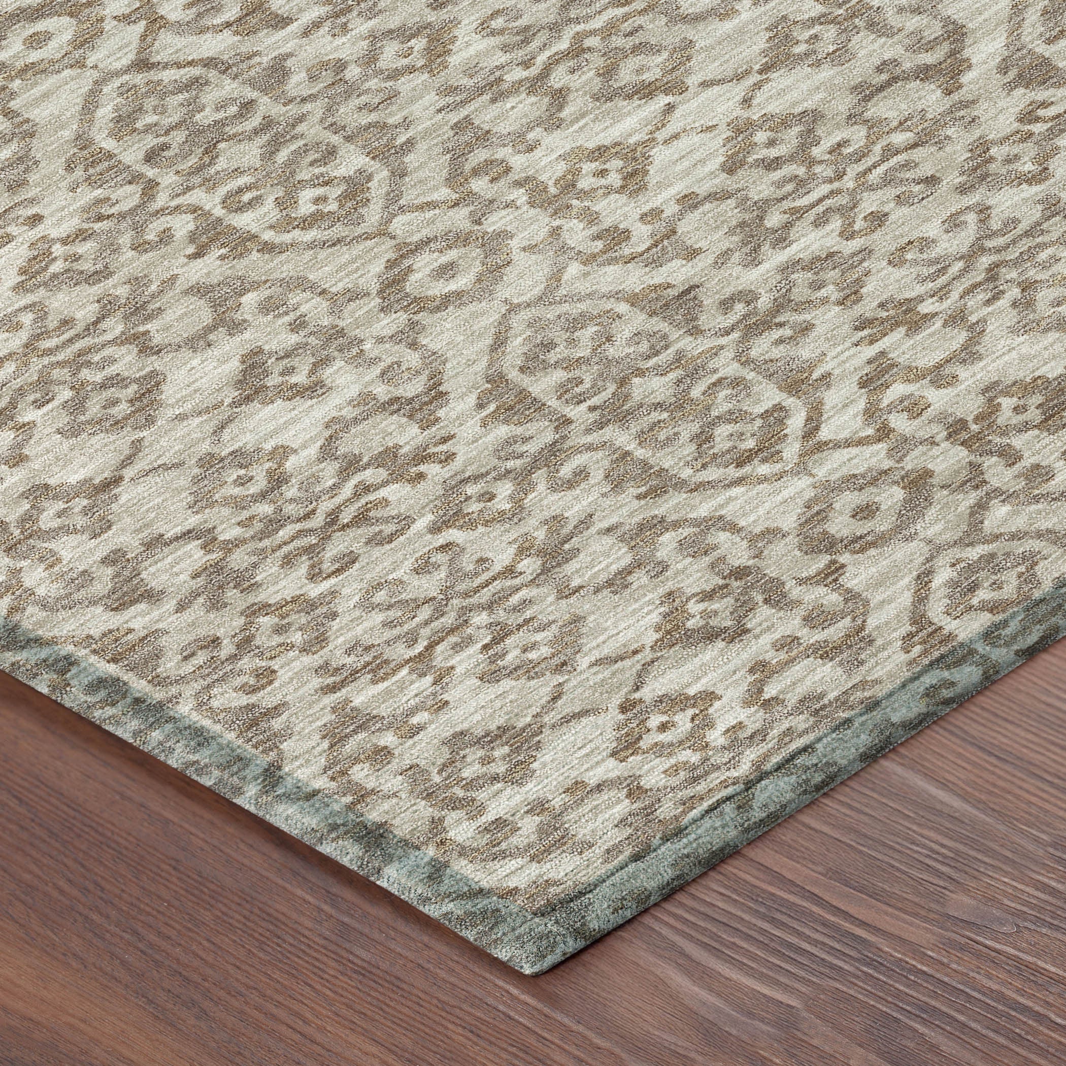 10' X 14' Beige And Taupe Oriental Washable Indoor Outdoor Area Rug - Sports & Outdoor