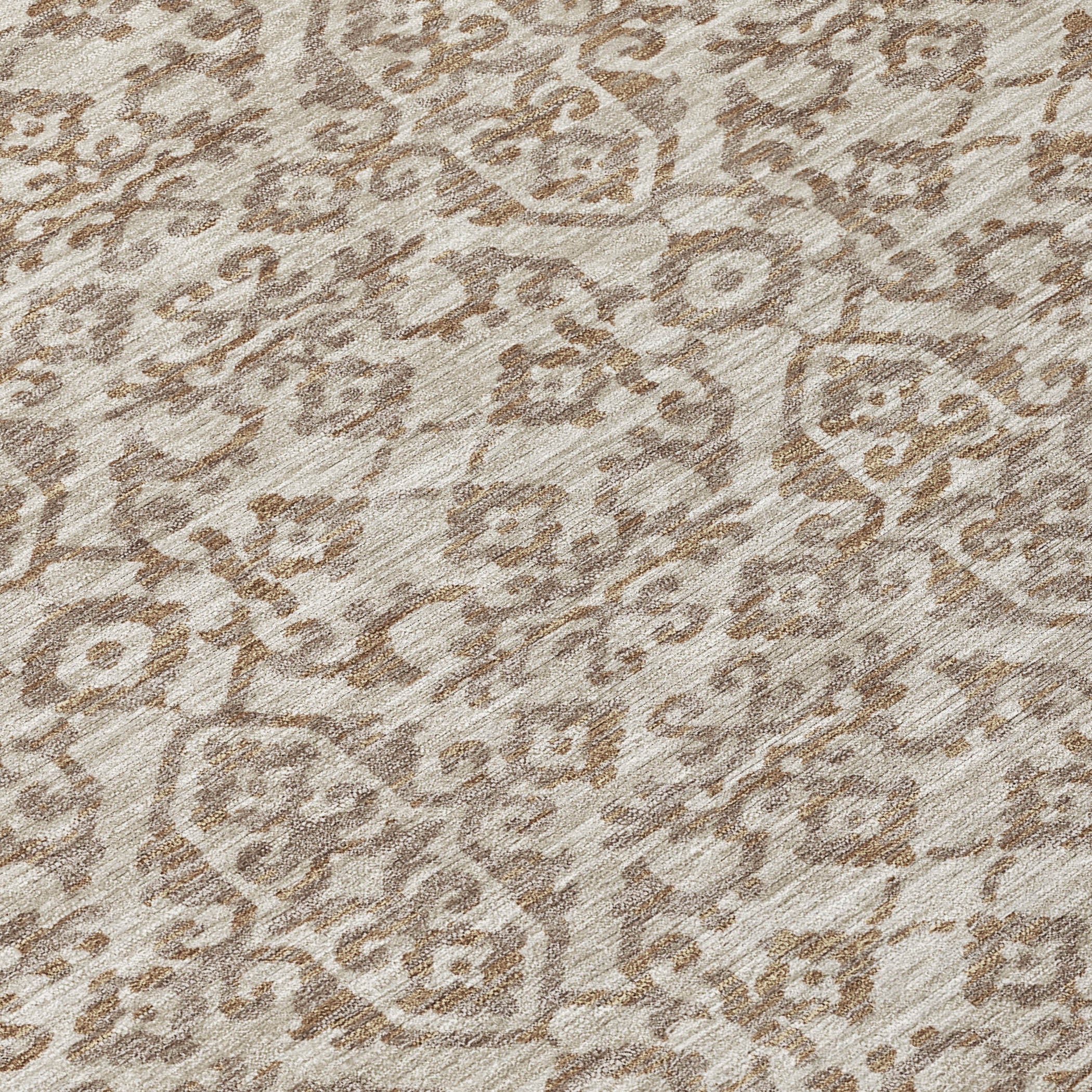 10' X 14' Beige And Taupe Oriental Washable Indoor Outdoor Area Rug - Sports & Outdoor