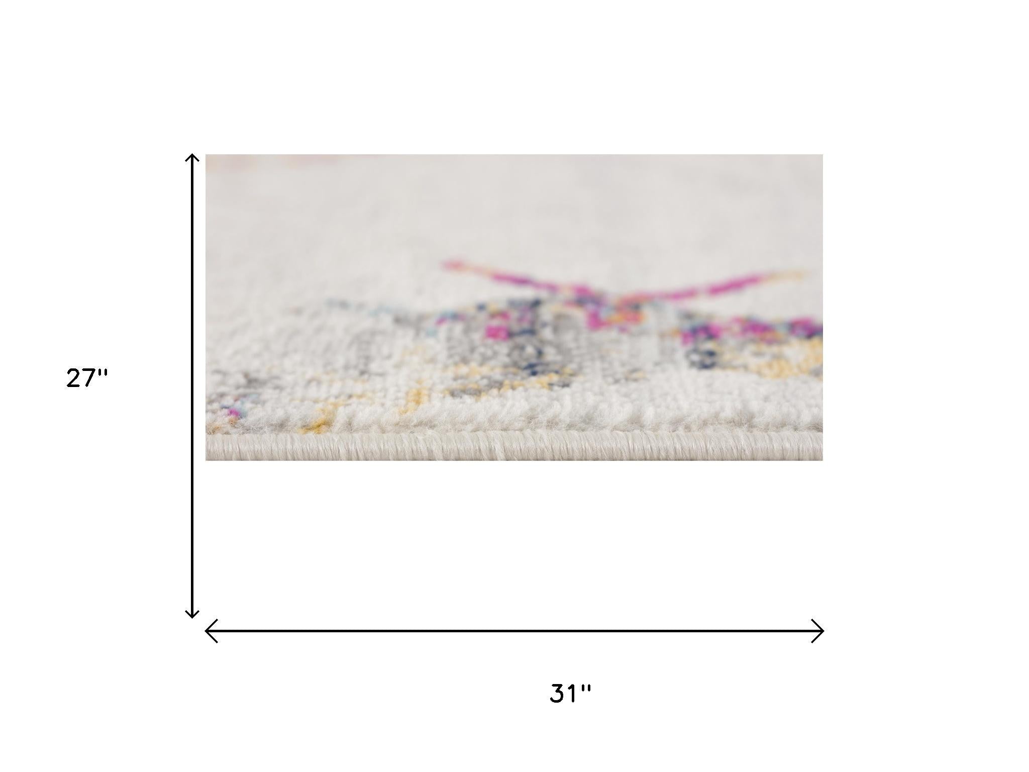 Multicolored floral area rug, 27"x31", soft plush texture, perfect for modern and cozy home interiors.