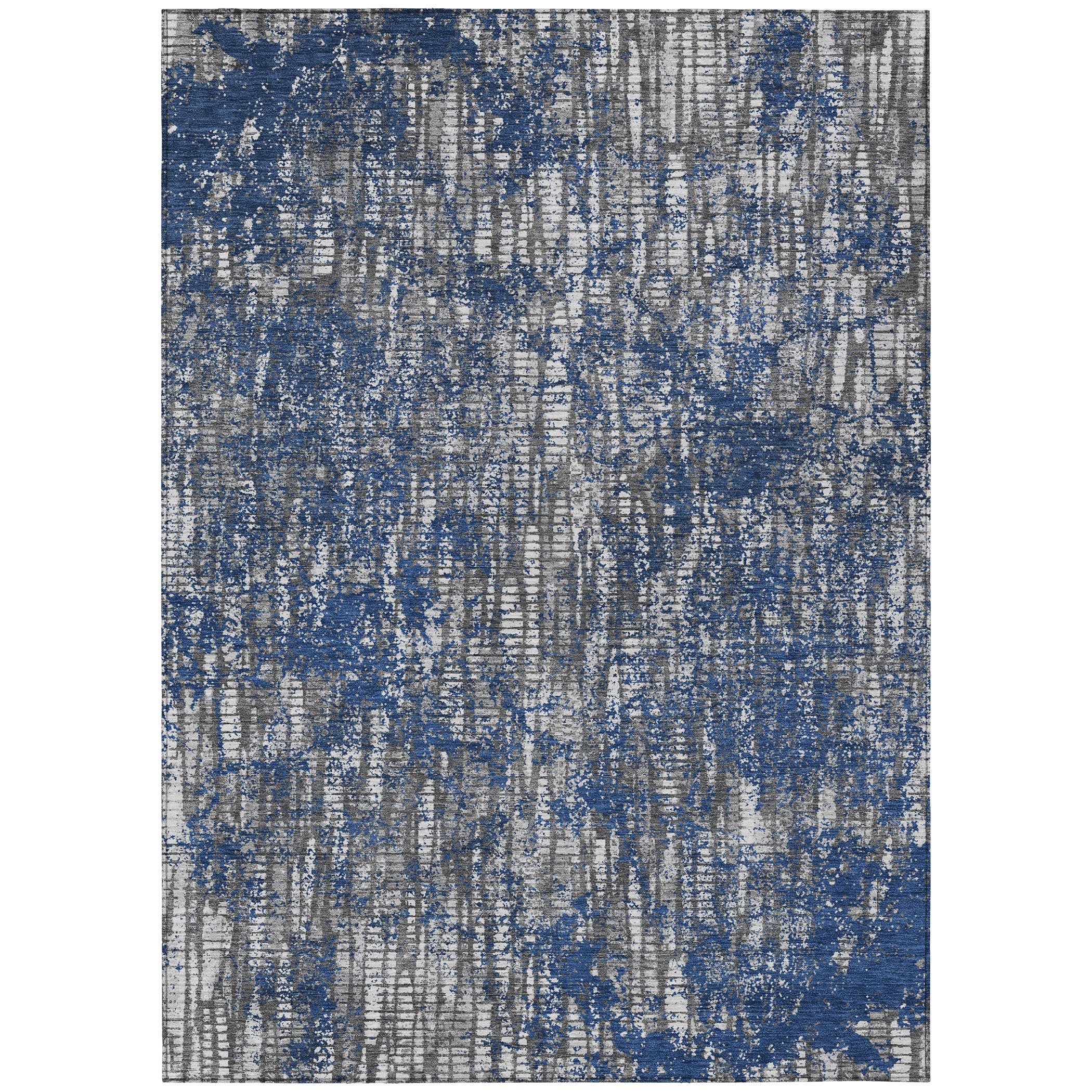 10' X 14' Navy Blue And Khaki Abstract Washable Indoor Outdoor Area Rug - Sports & Outdoor