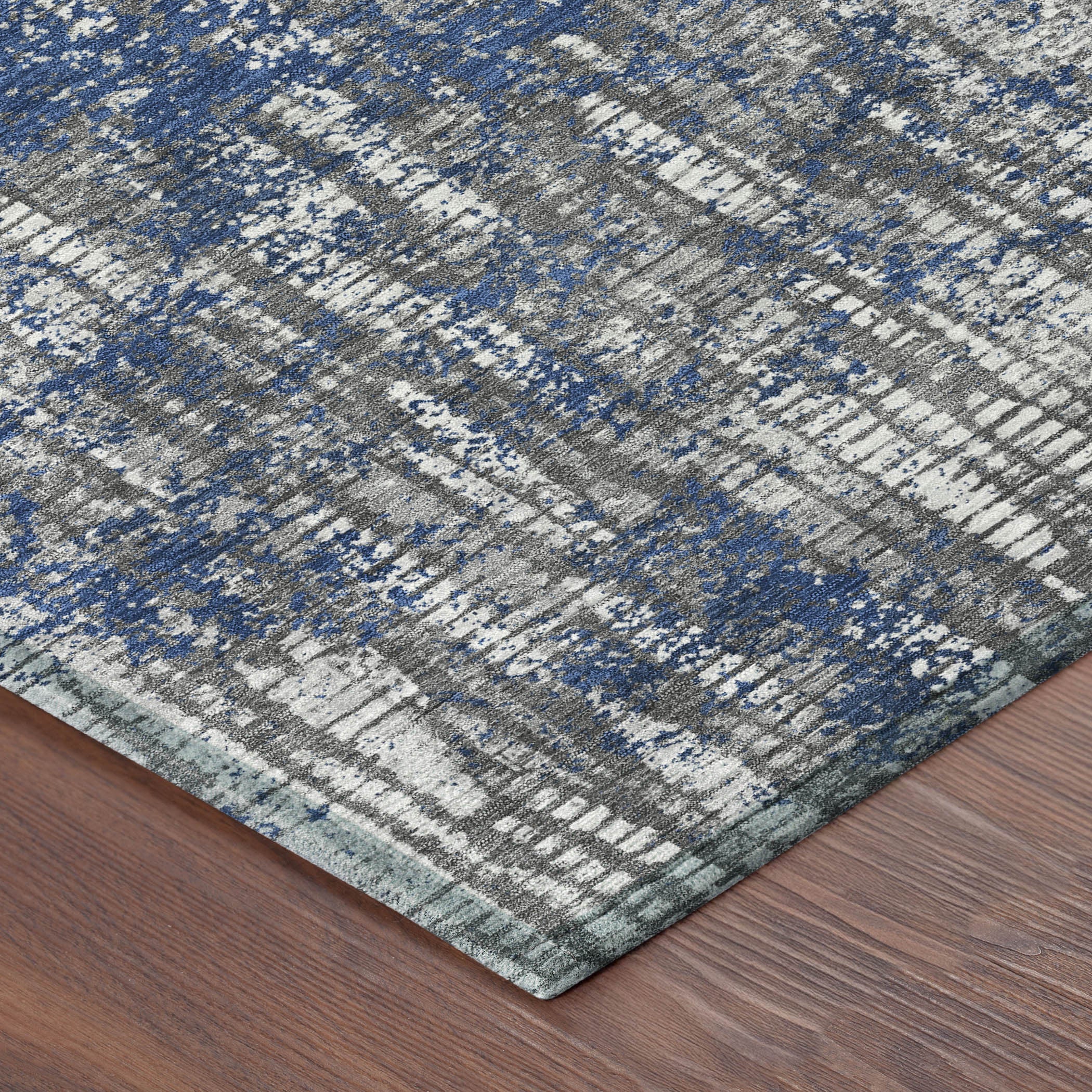 10' X 14' Navy Blue And Khaki Abstract Washable Indoor Outdoor Area Rug - Sports & Outdoor