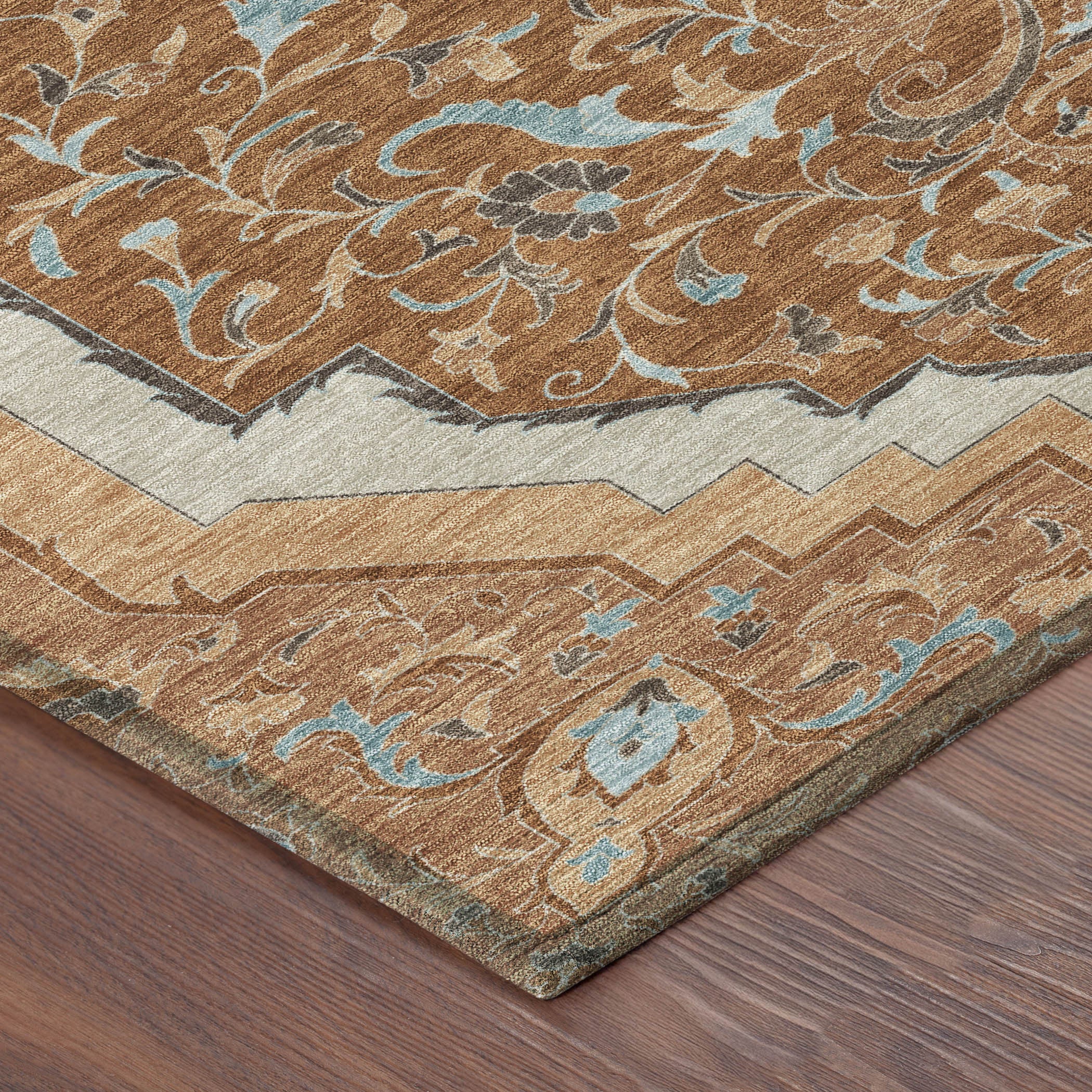 10' X 14' Orange And Graphite Medallion Washable Indoor Outdoor Area Rug - Sports & Outdoor