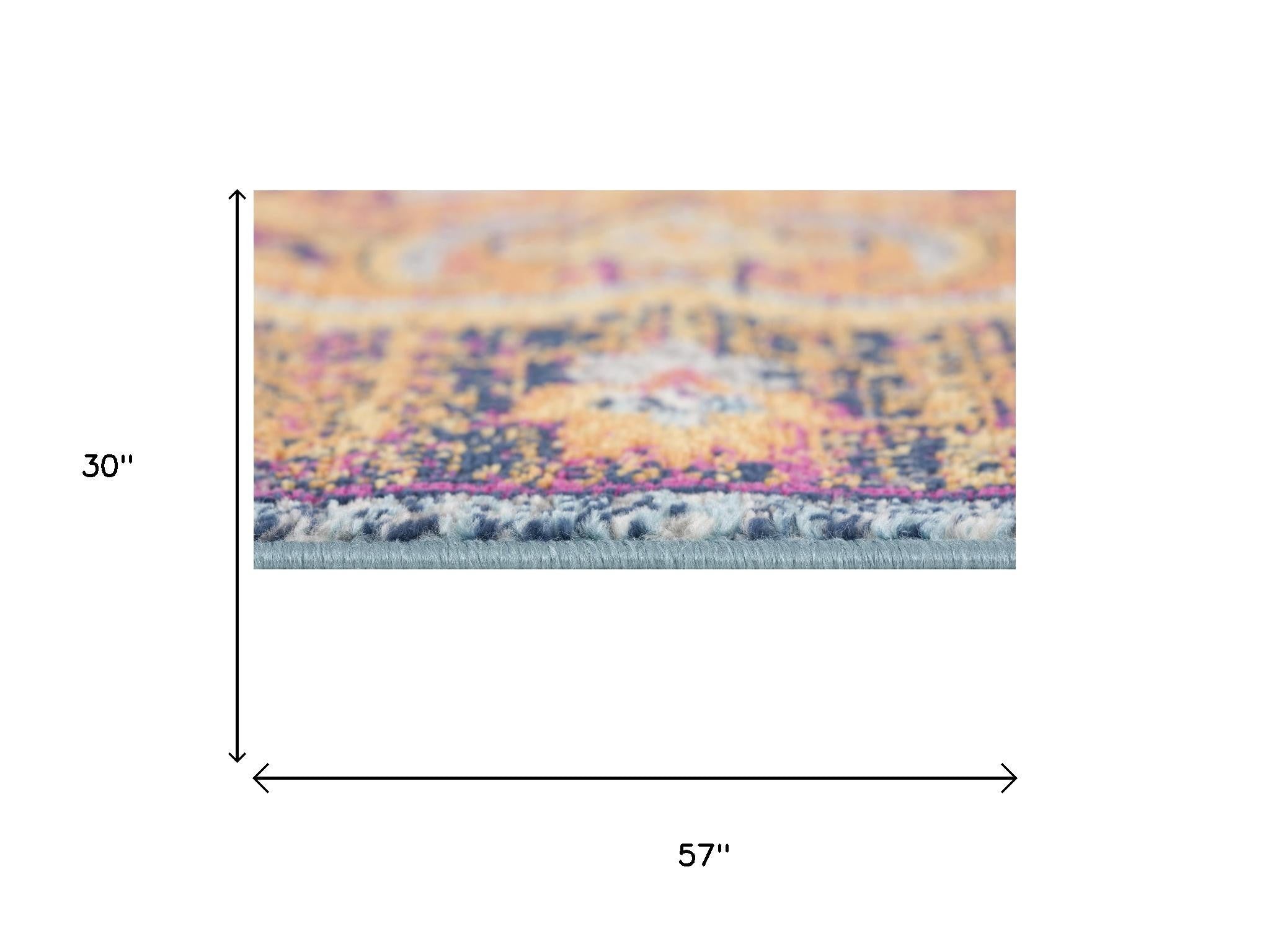 3' X 5' Orange And Pink Abstract Area Rug - Home & Garden