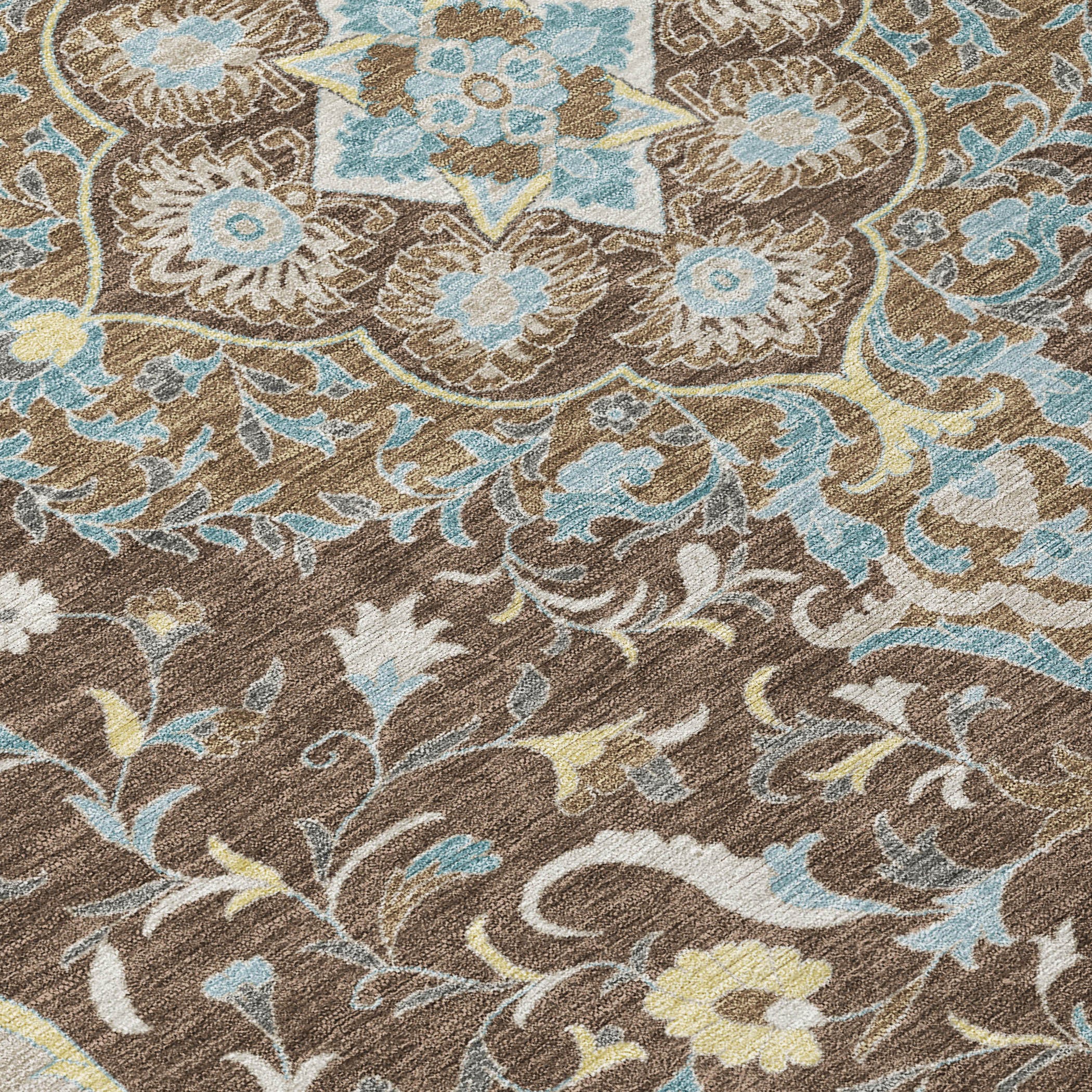 5' X 8' Brown And Beige Medallion Washable Indoor Outdoor Area Rug - Sports & Outdoor