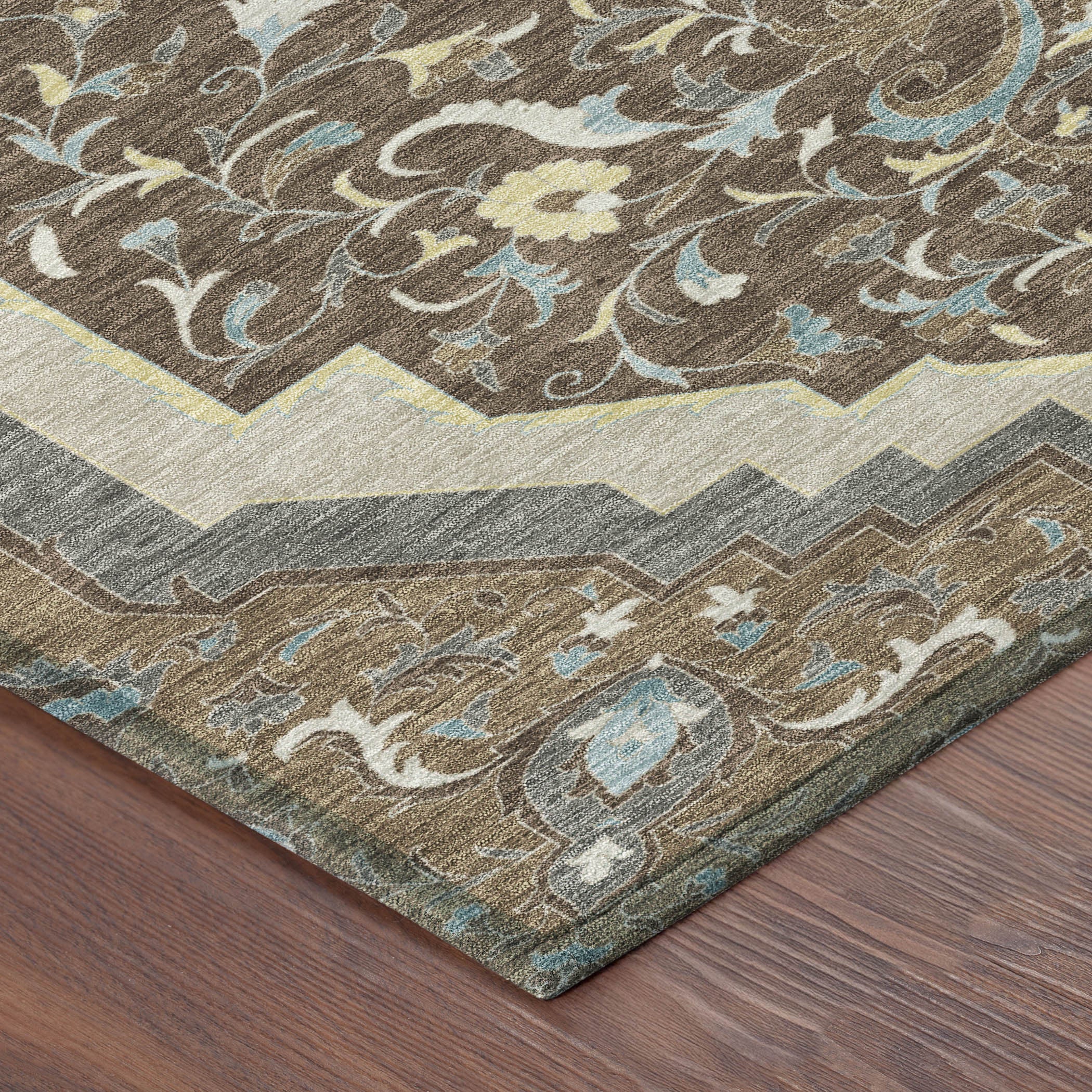 5' X 8' Brown And Beige Medallion Washable Indoor Outdoor Area Rug - Sports & Outdoor